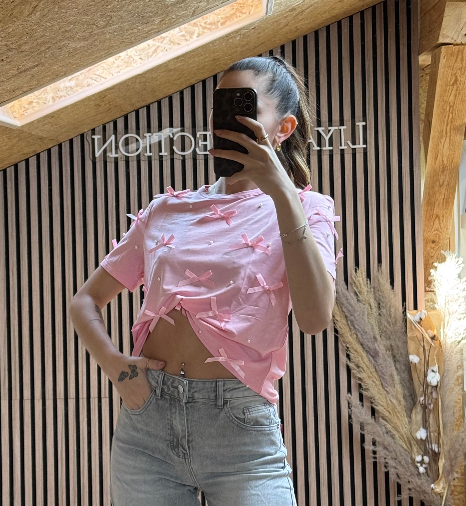 T-shirt Noeud Rose