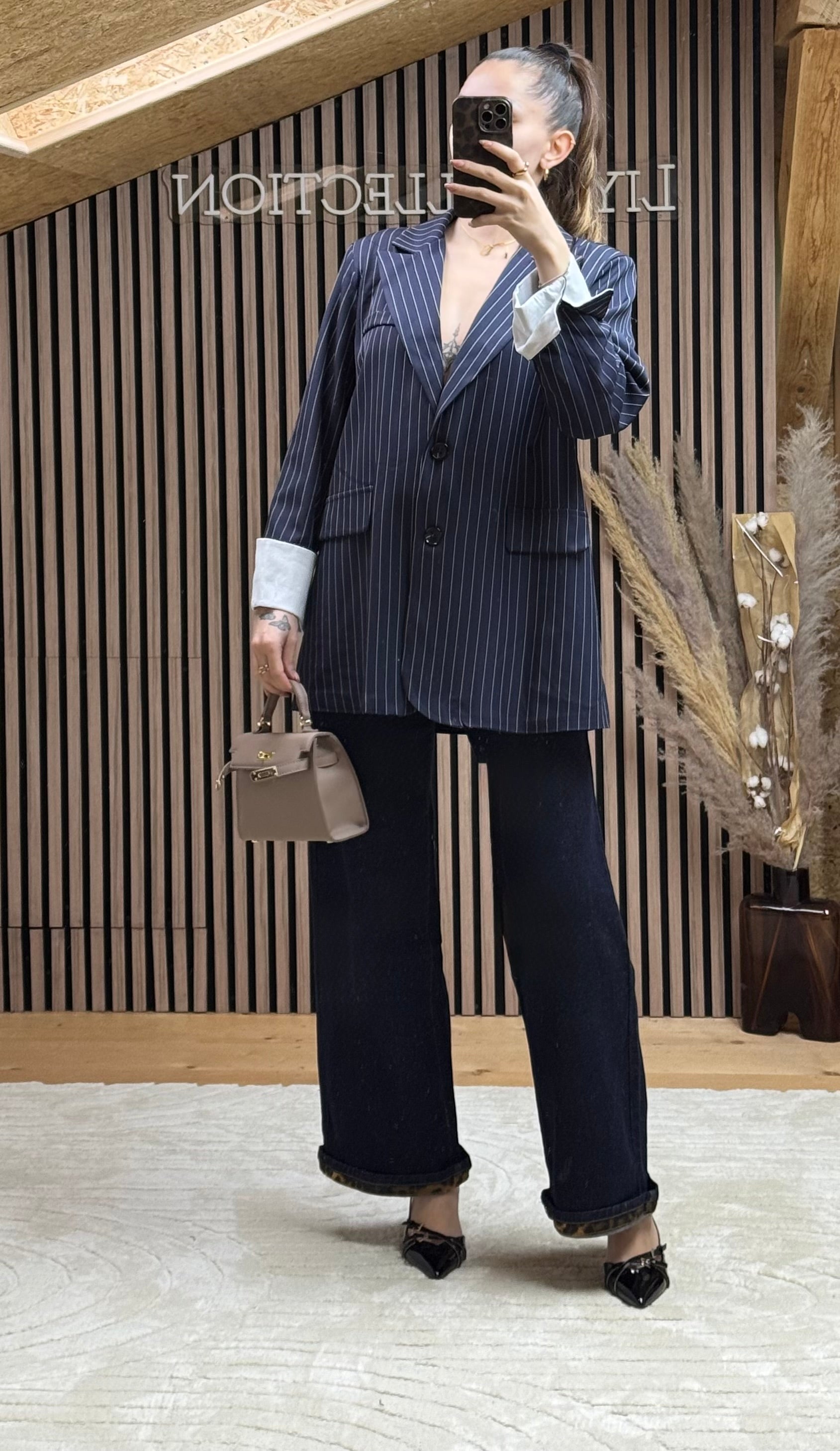Jeans revers léopard