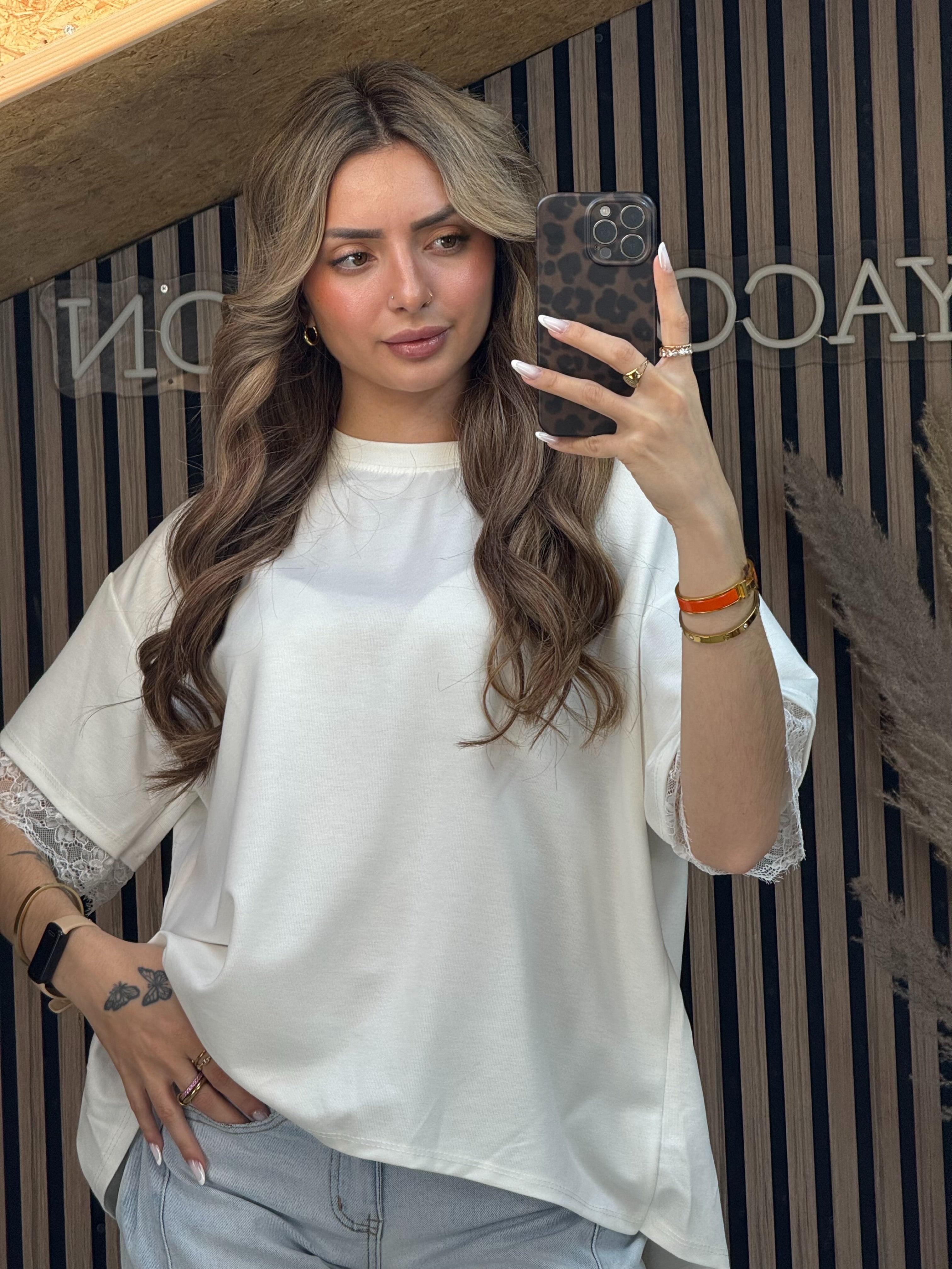 T-Shirt dentelle Blanc