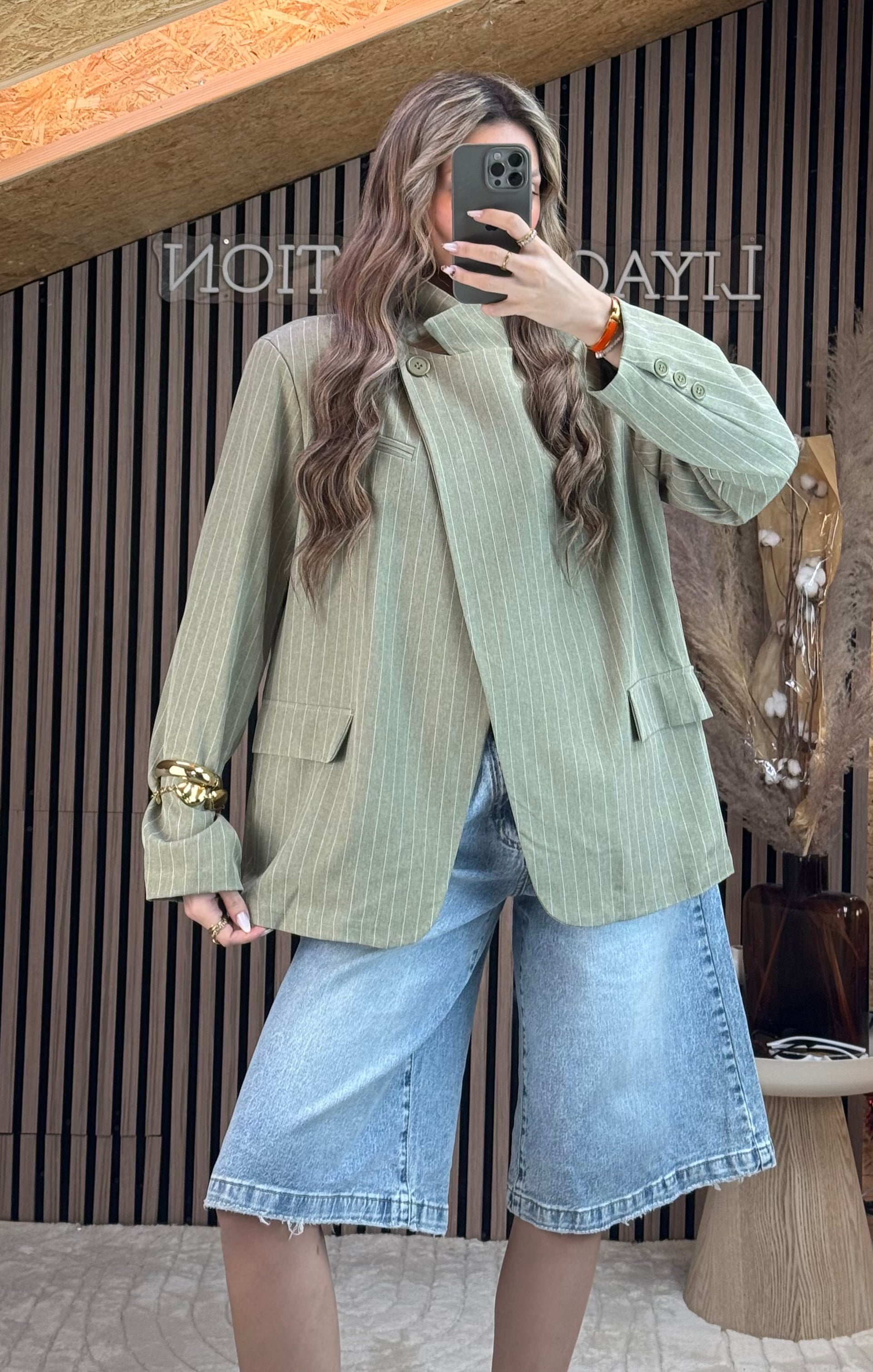 Blazer Ava col kaki rayé