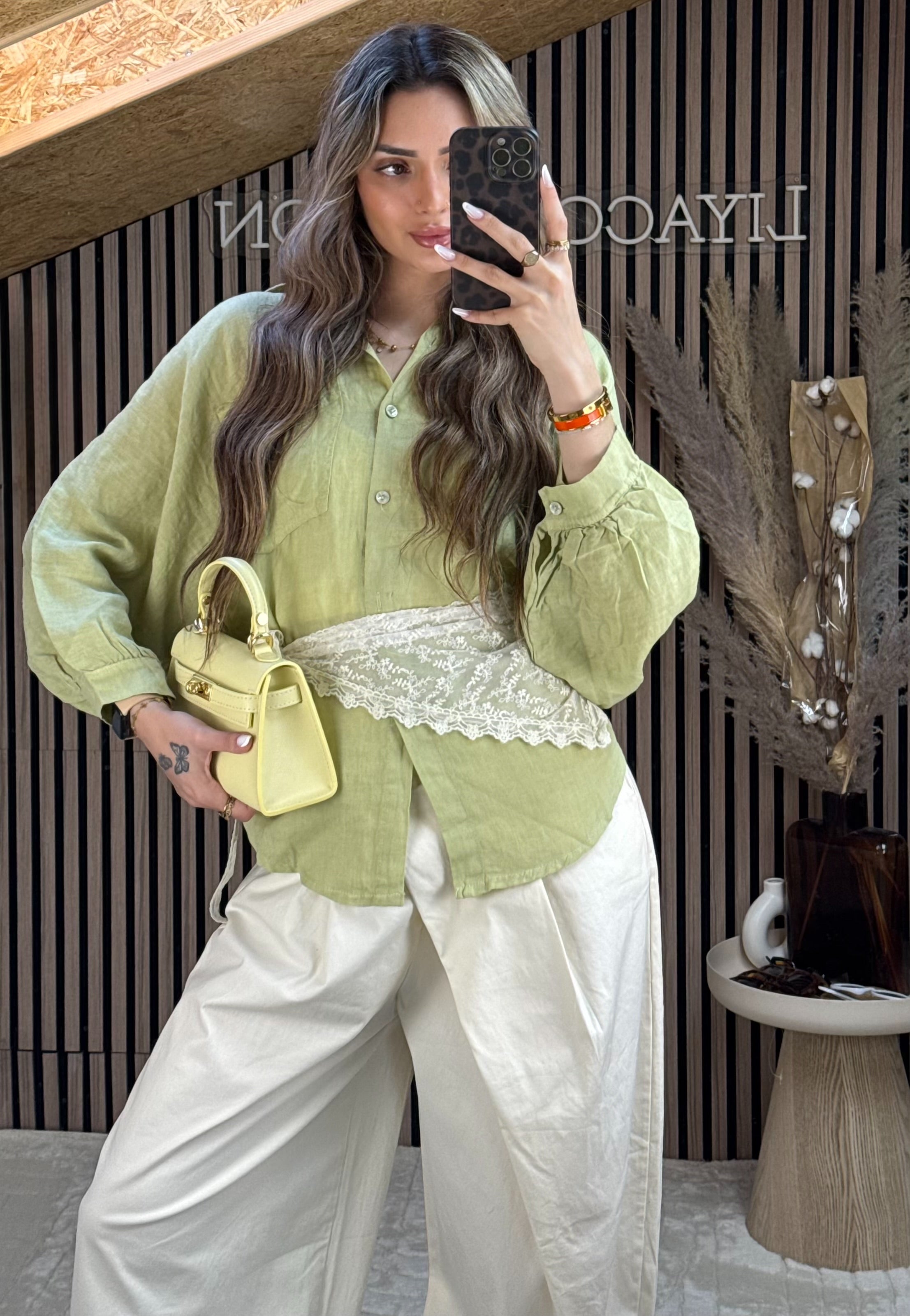 Chemise en lin Vert Sauje