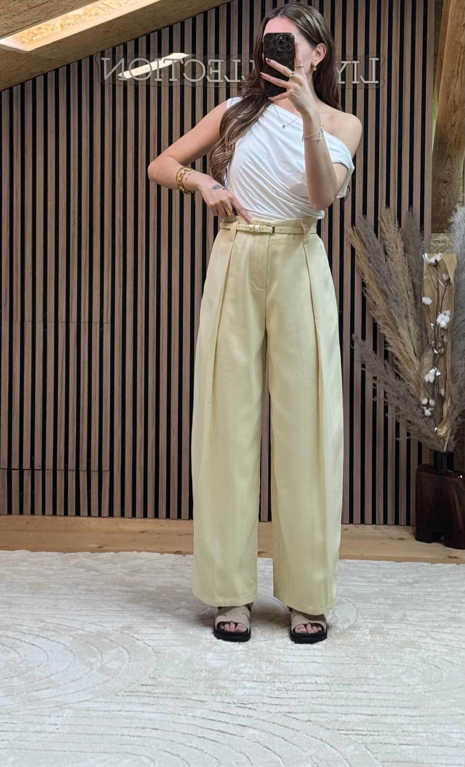 Pantalon Névia Jaune Pastel