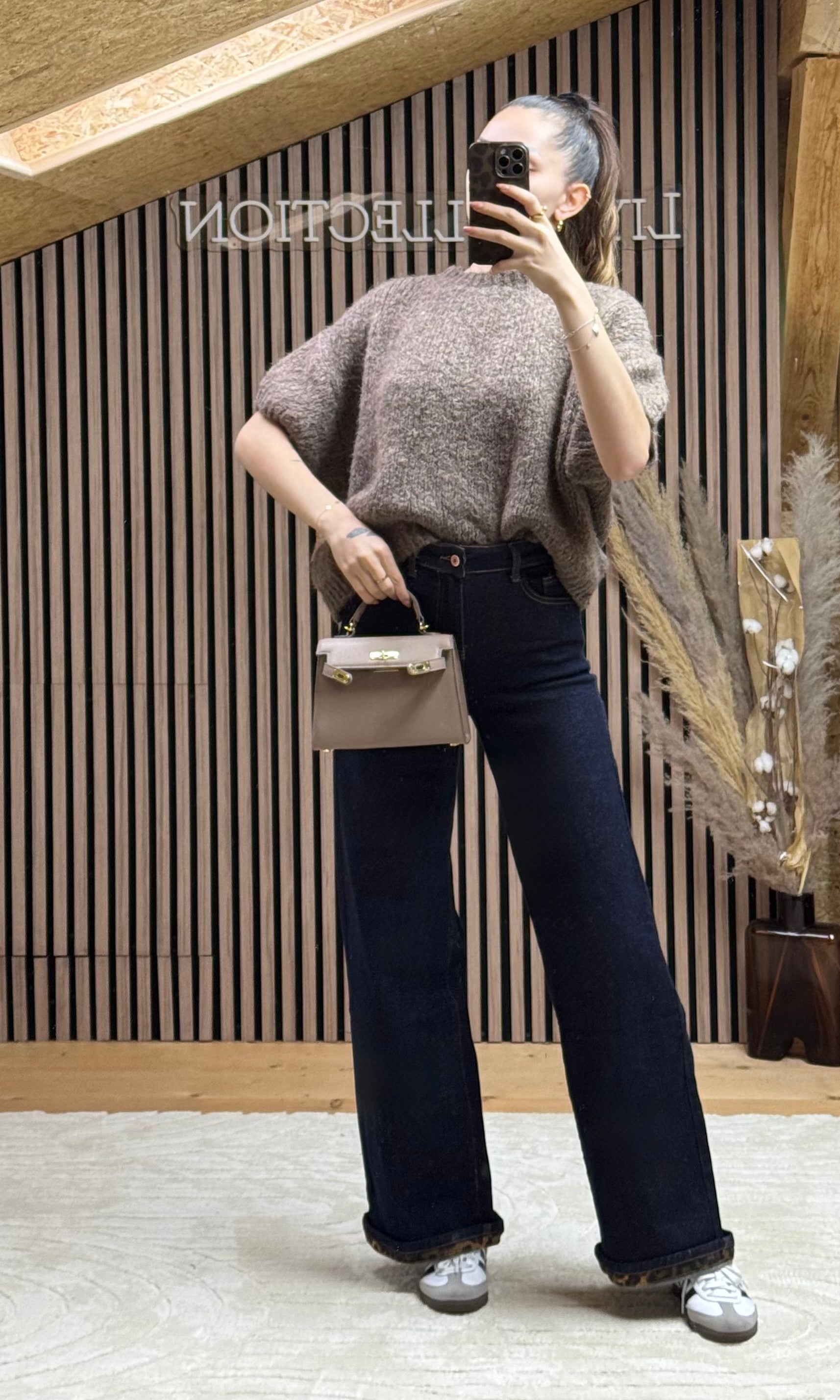 Jeans revers léopard