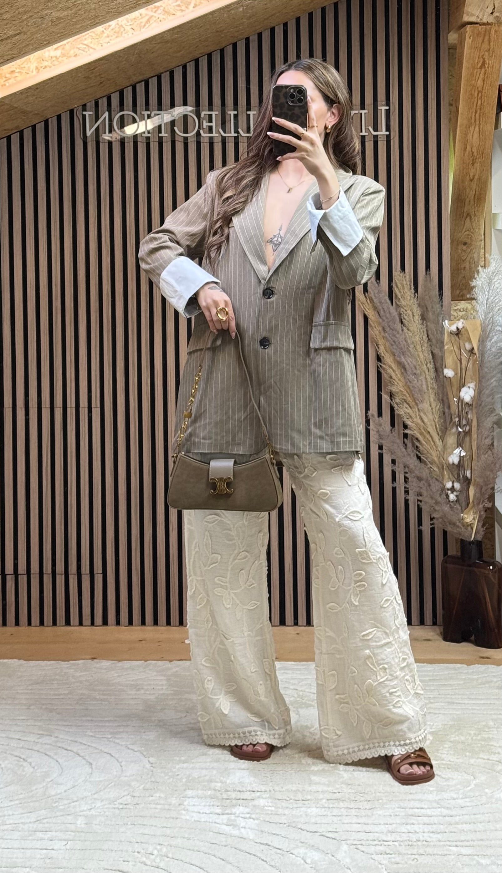 Blazer Kera Taupe Rayé