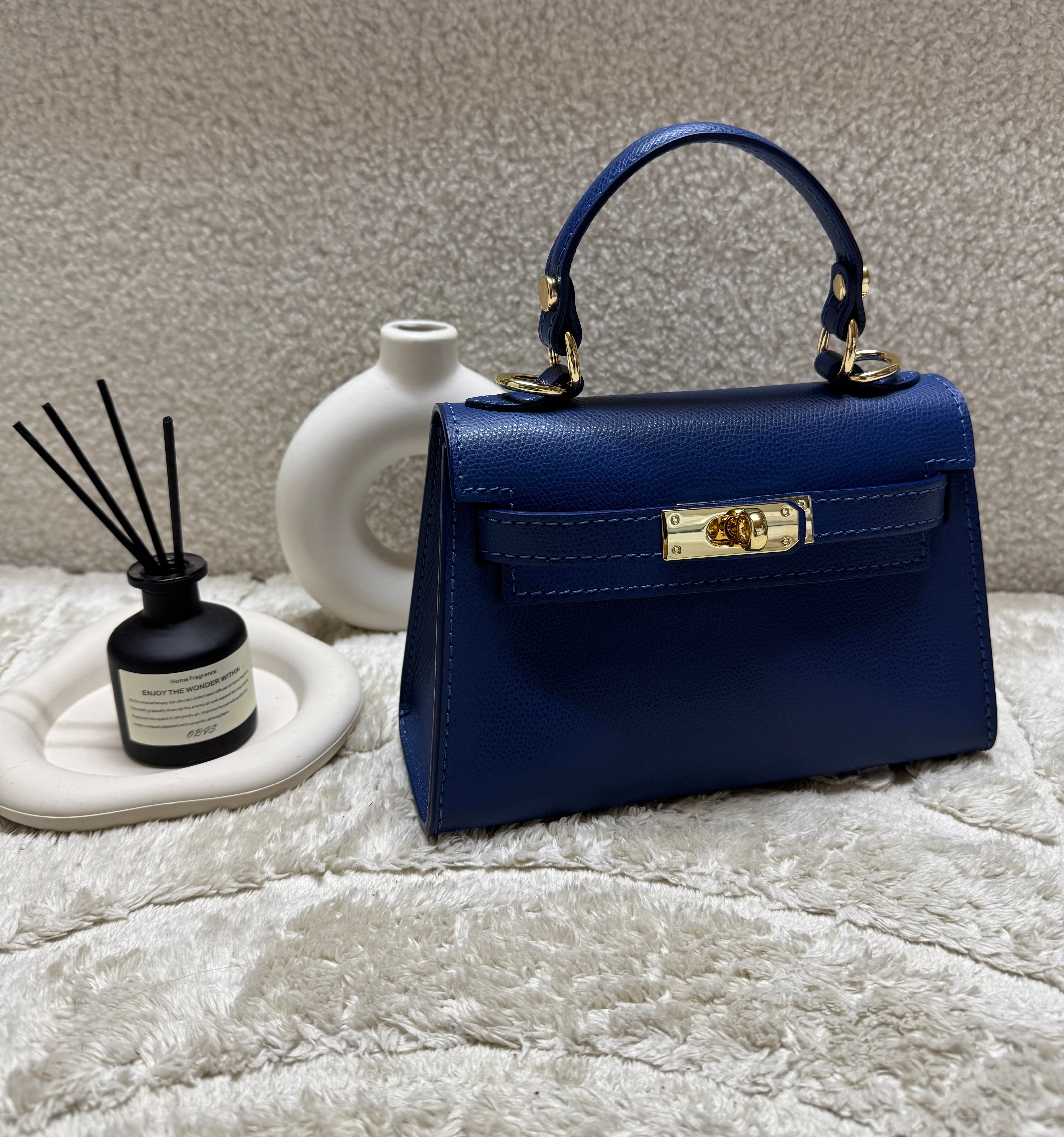 Sac inspi H bleu électrique Grainé - 100% Cuir 🇮🇹