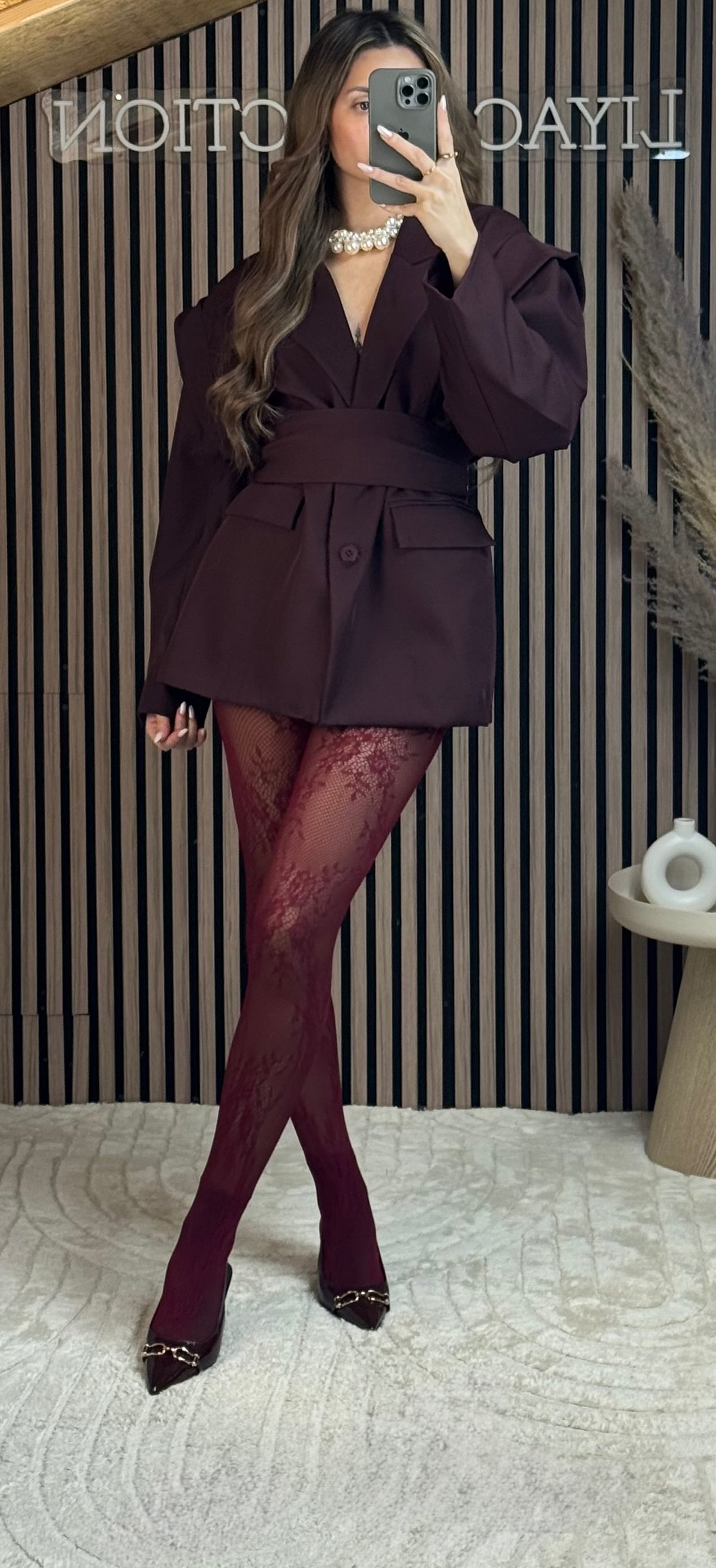 Collant Dentelle bordeaux