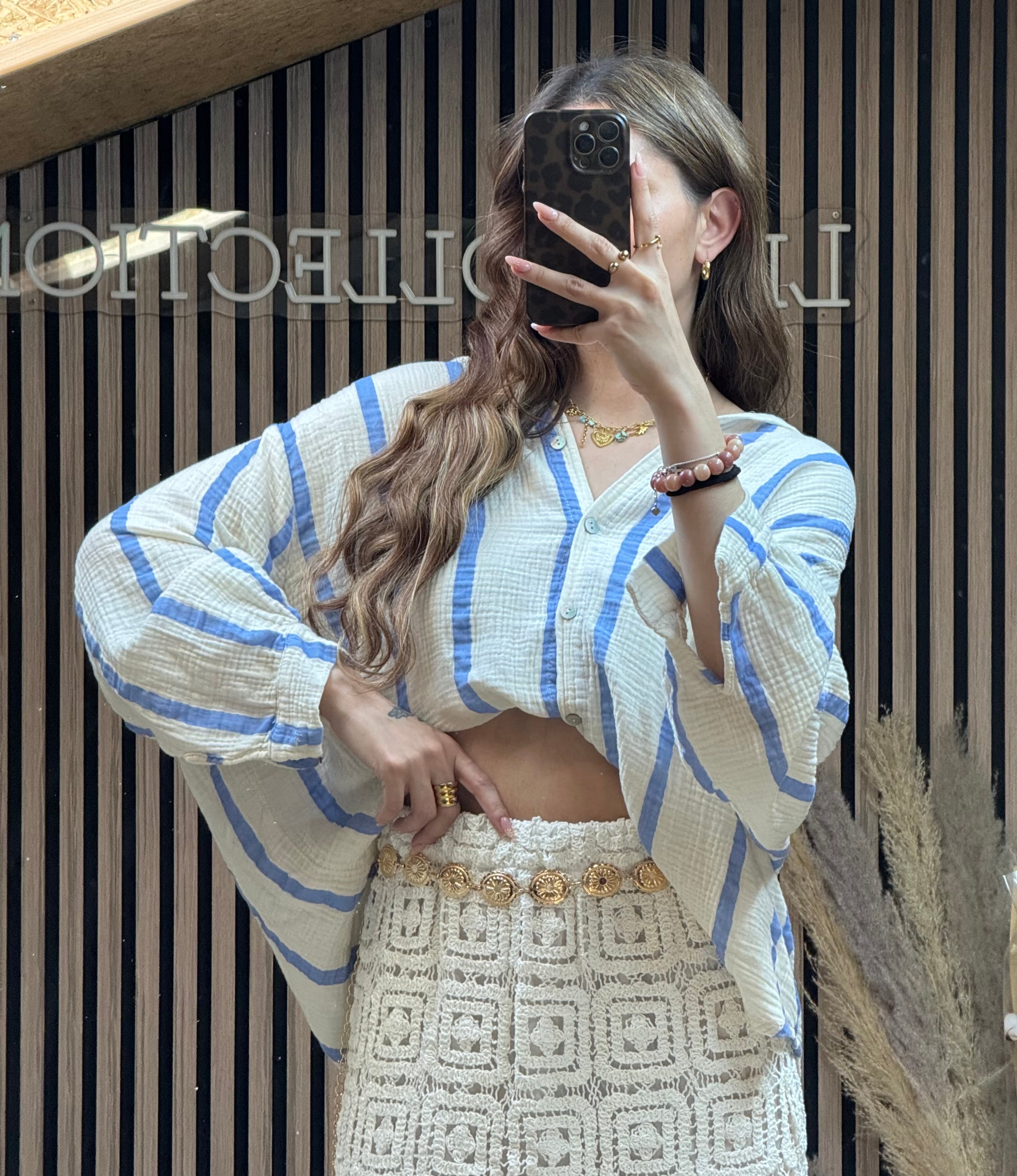 Chemise Sandra Beige/Bleu