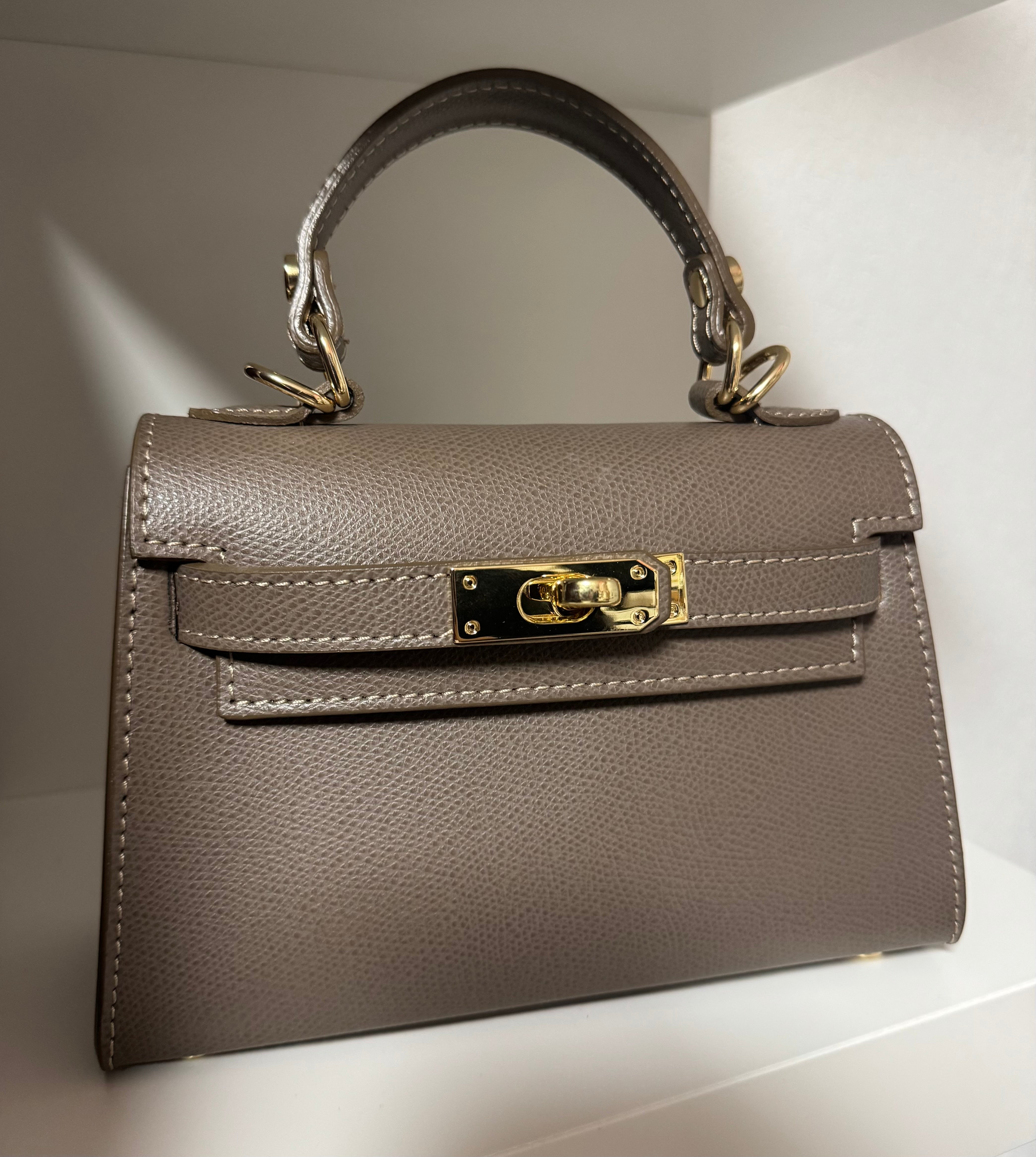 Sac inspi H Taupe Grainé - 100% Cuir 🇮🇹