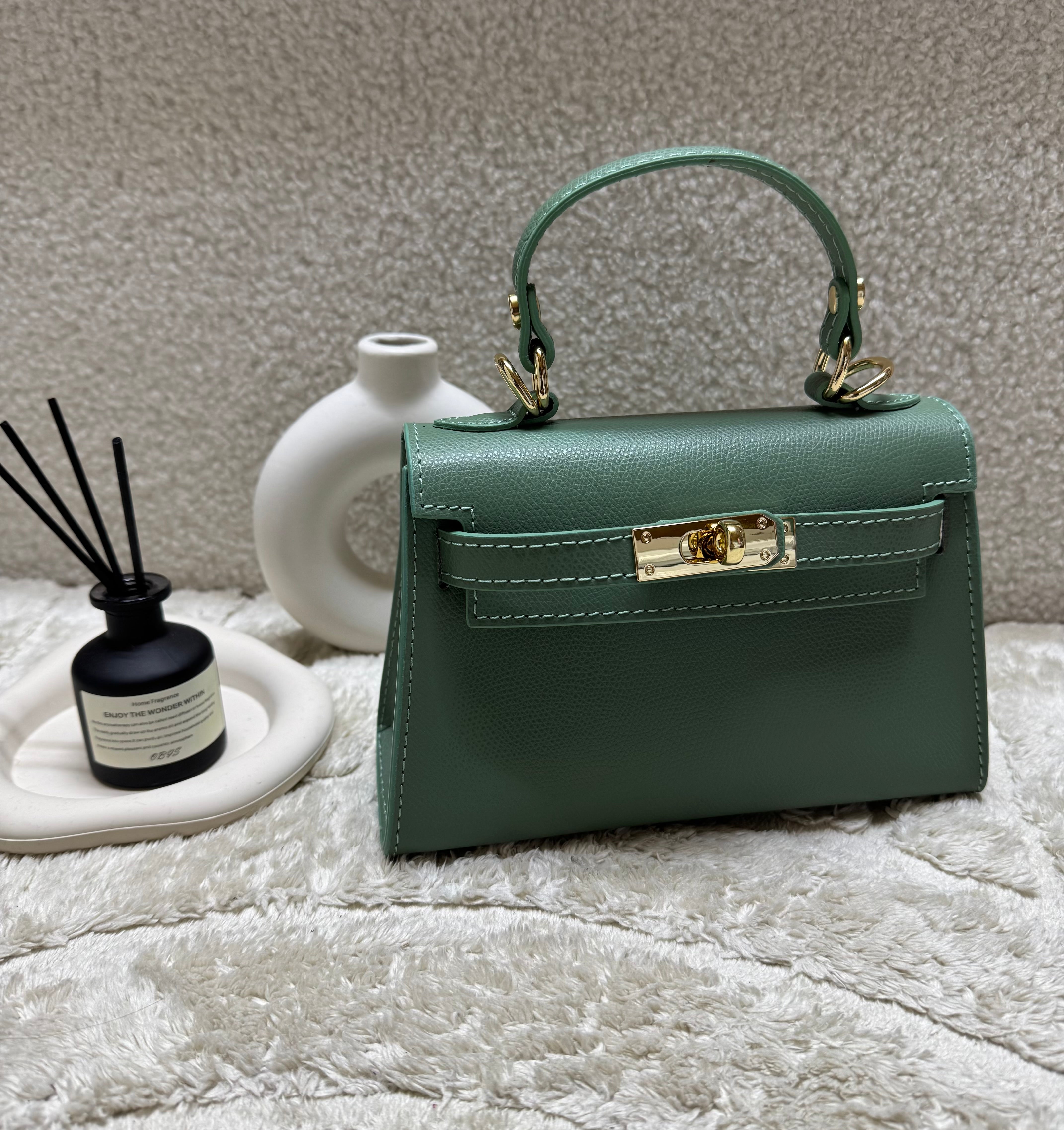 Sac inspi H Menthe Grainé - 100% Cuir 🇮🇹