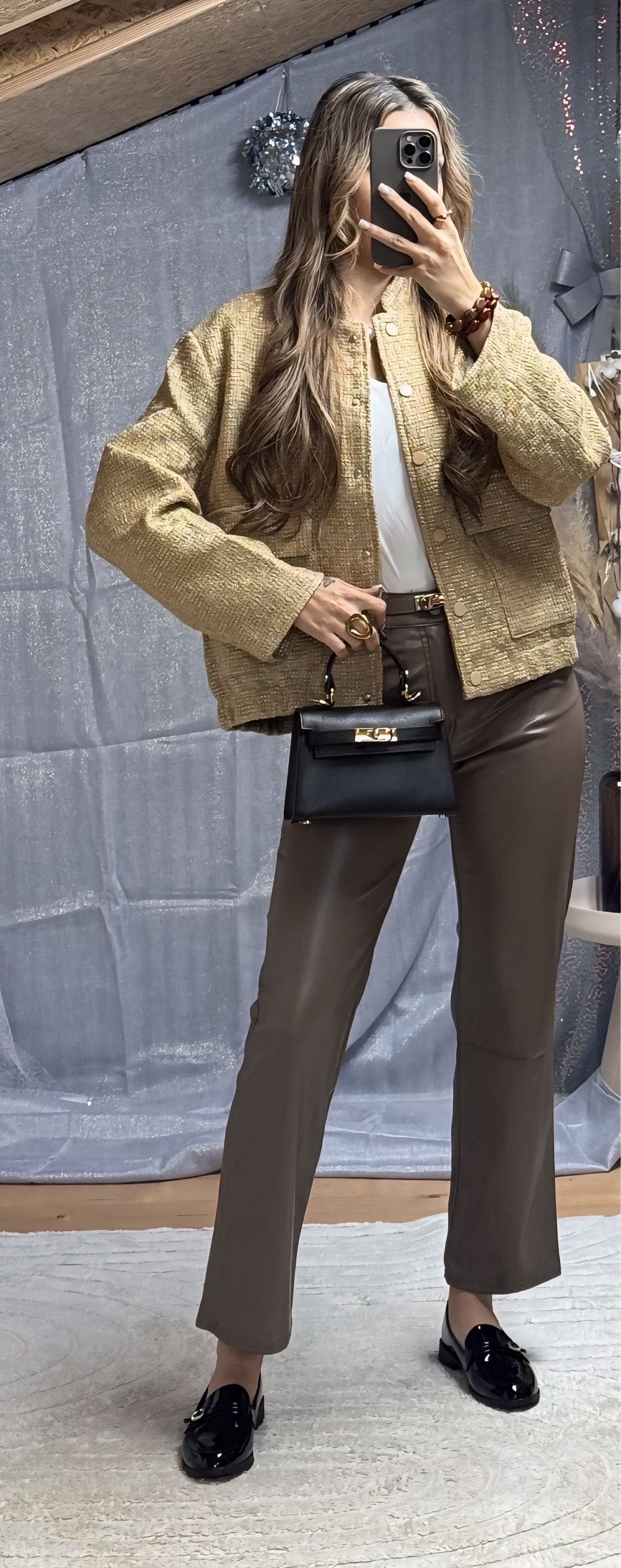 Pantalon Similicuir Taupe