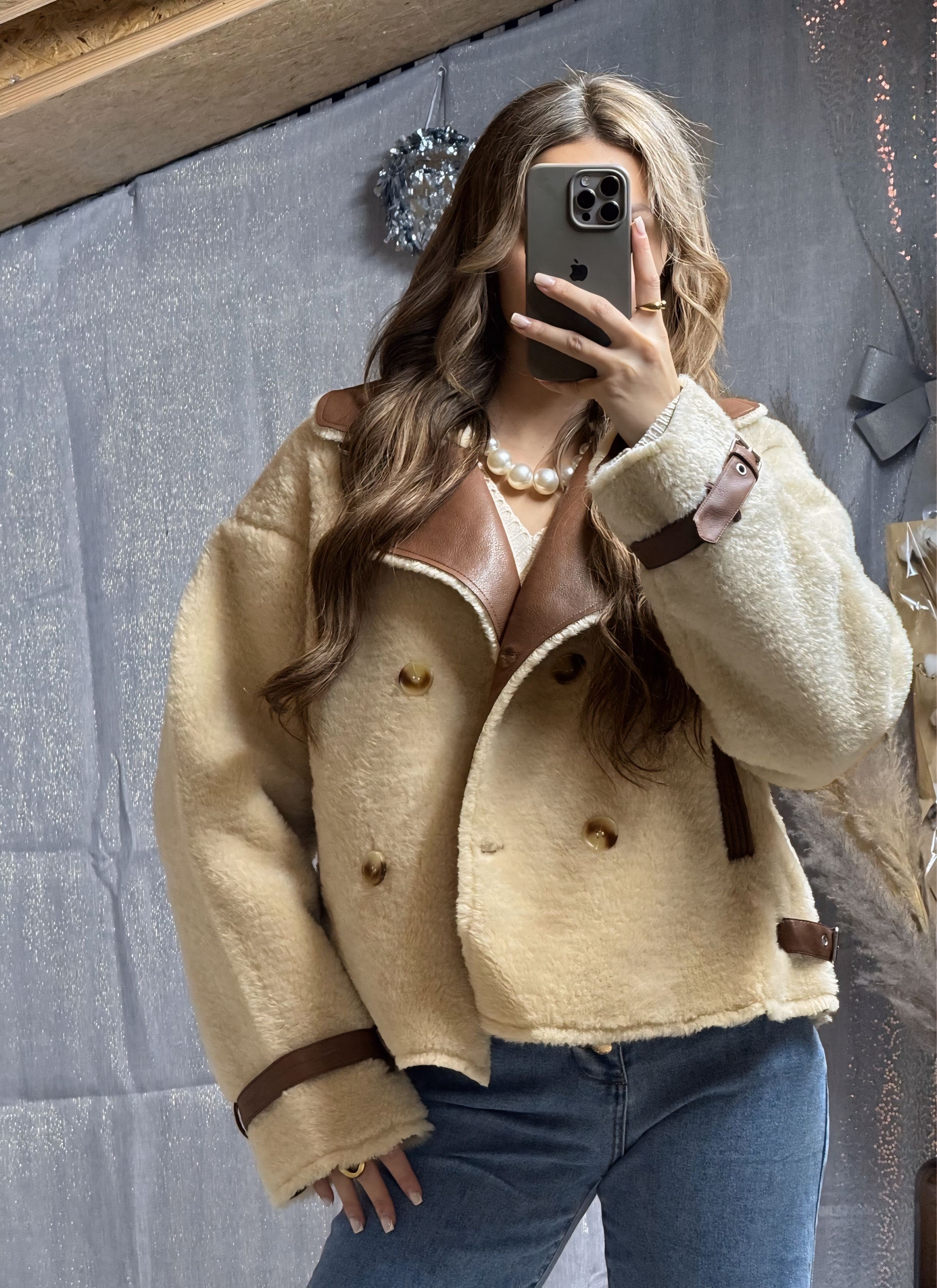 Veste Moumoute Écru/Camel