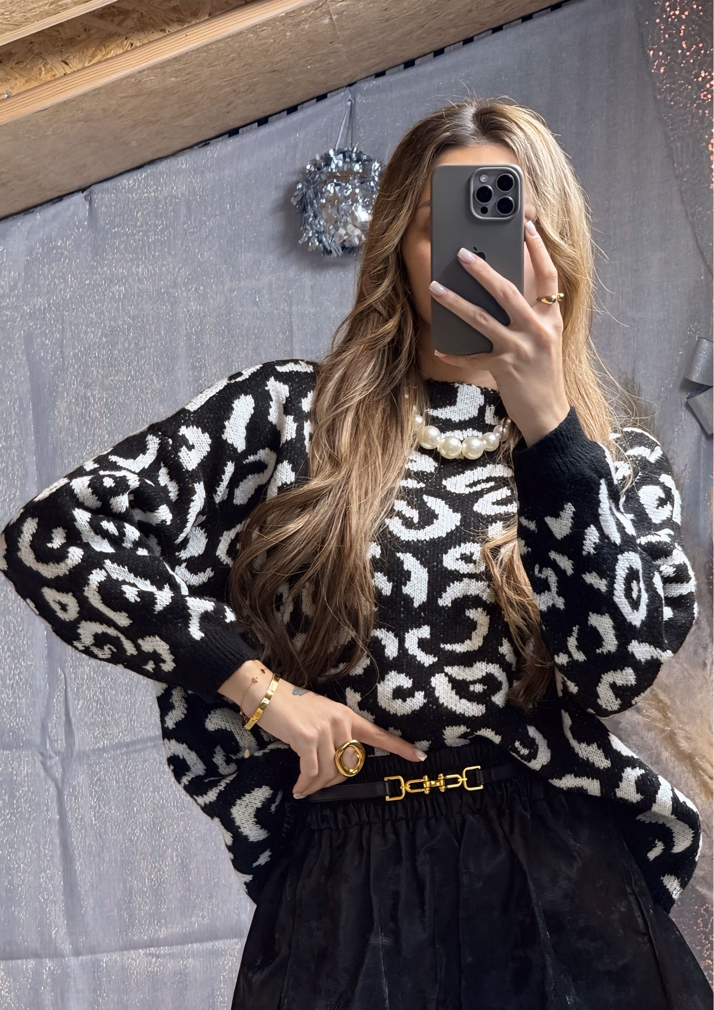 Gilet léopard Noir