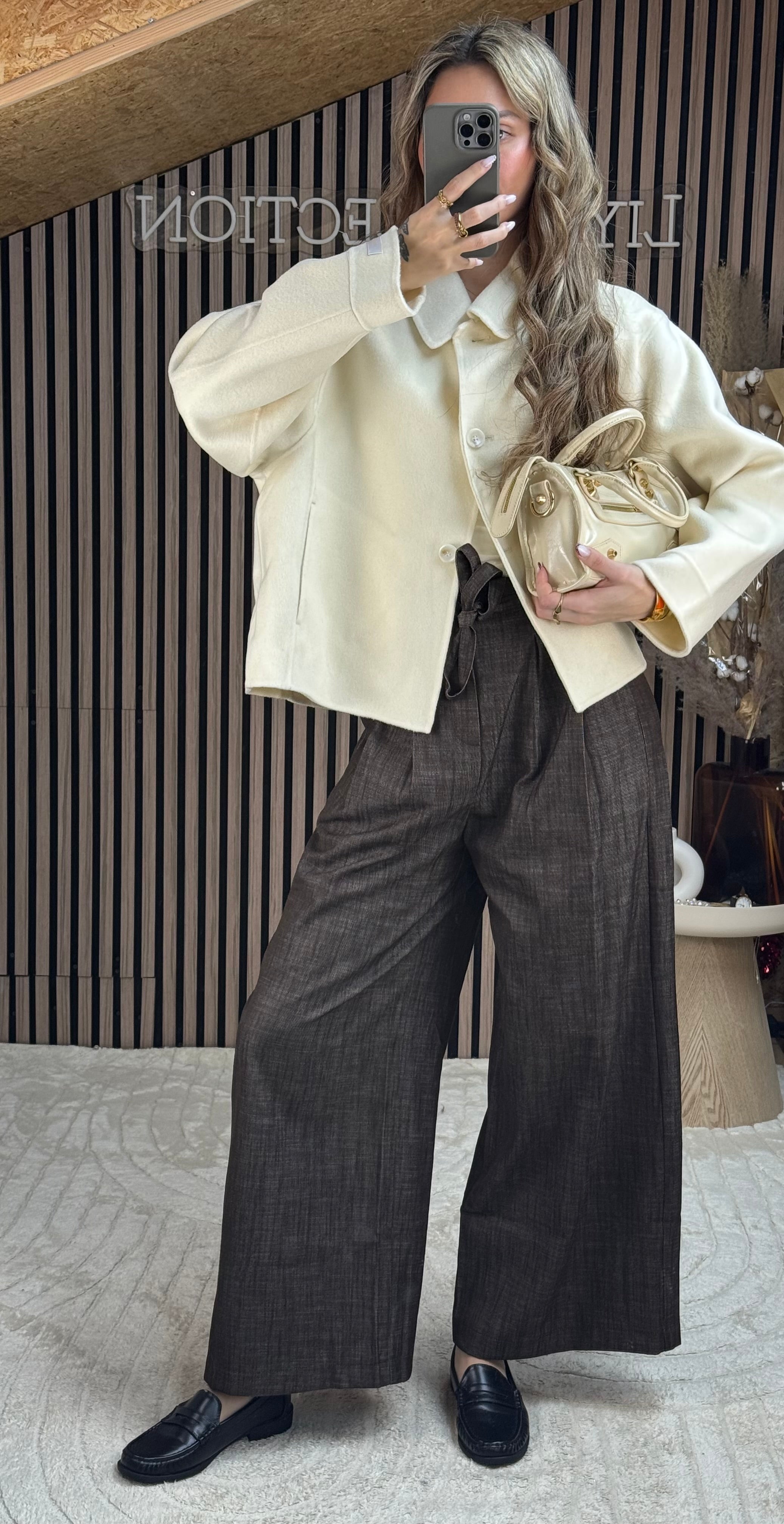 Pantalon Coupe Droite Marron