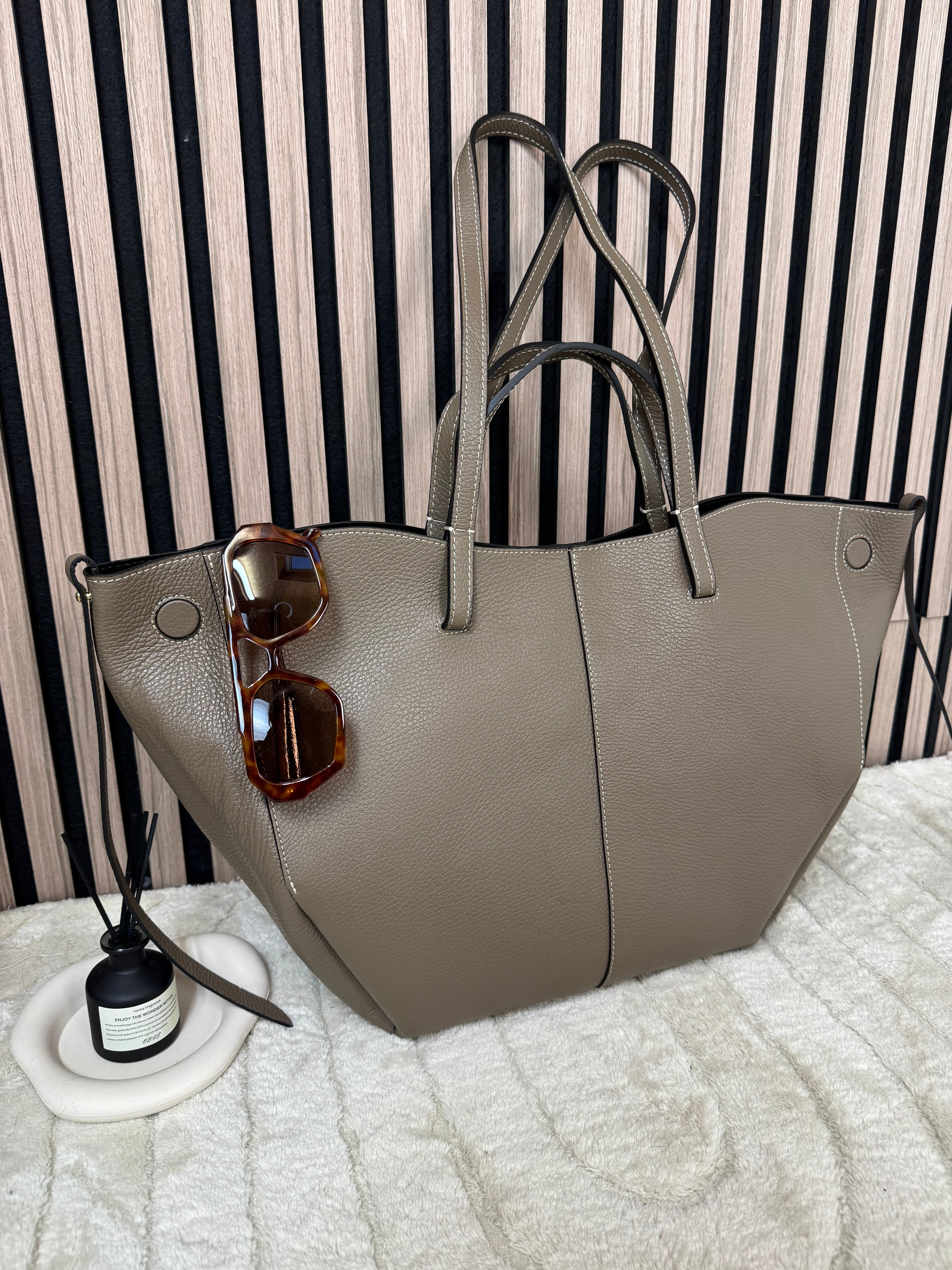 Sac Inspi Cyme Polene Taupe - 100% Cuir 🇮🇹