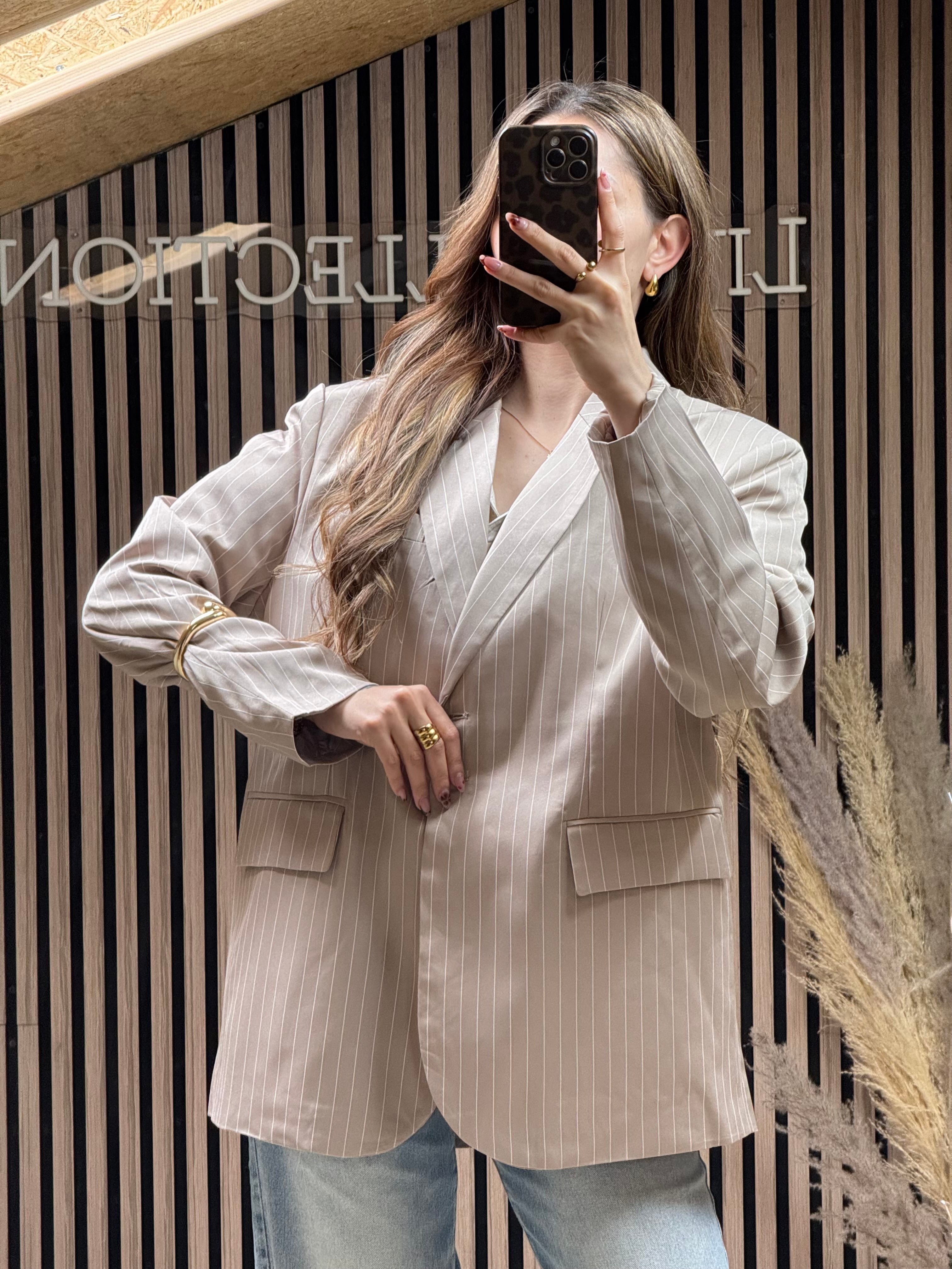 Blazer Nela Taupe Rayé