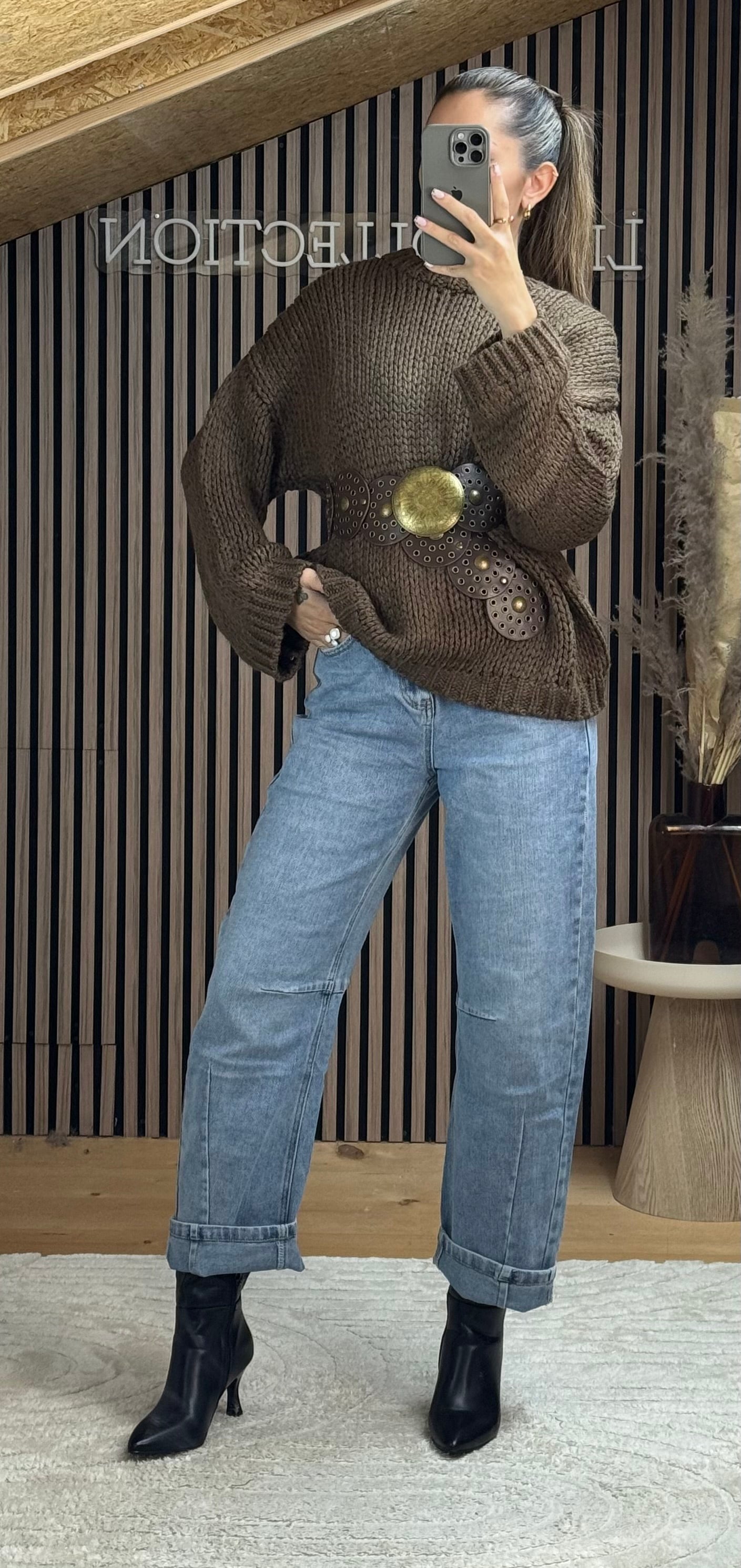 Pull Grosse Maille Marron