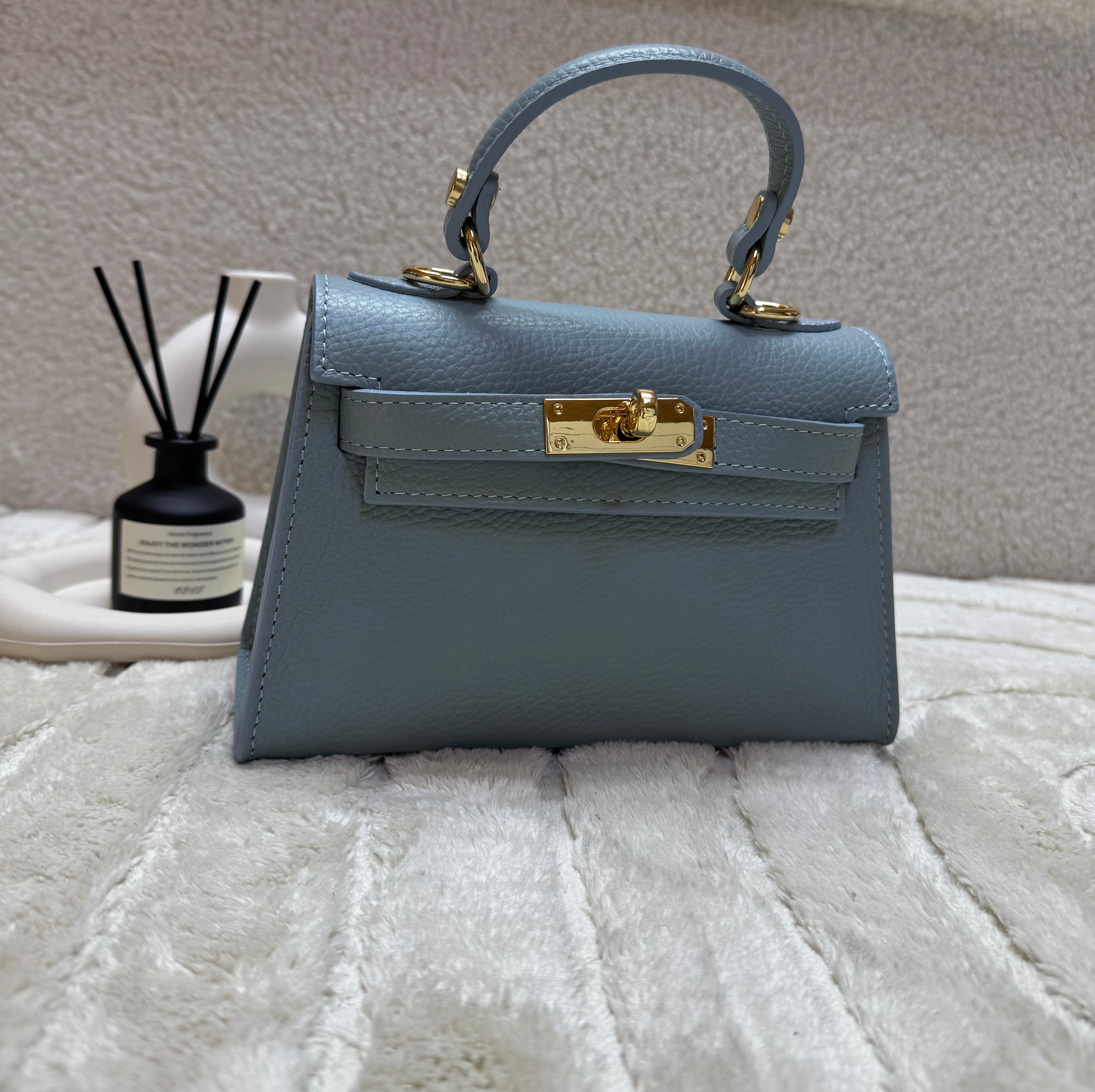 Sac inspi H Bleu Ciel - 100% cuir 🇮🇹
