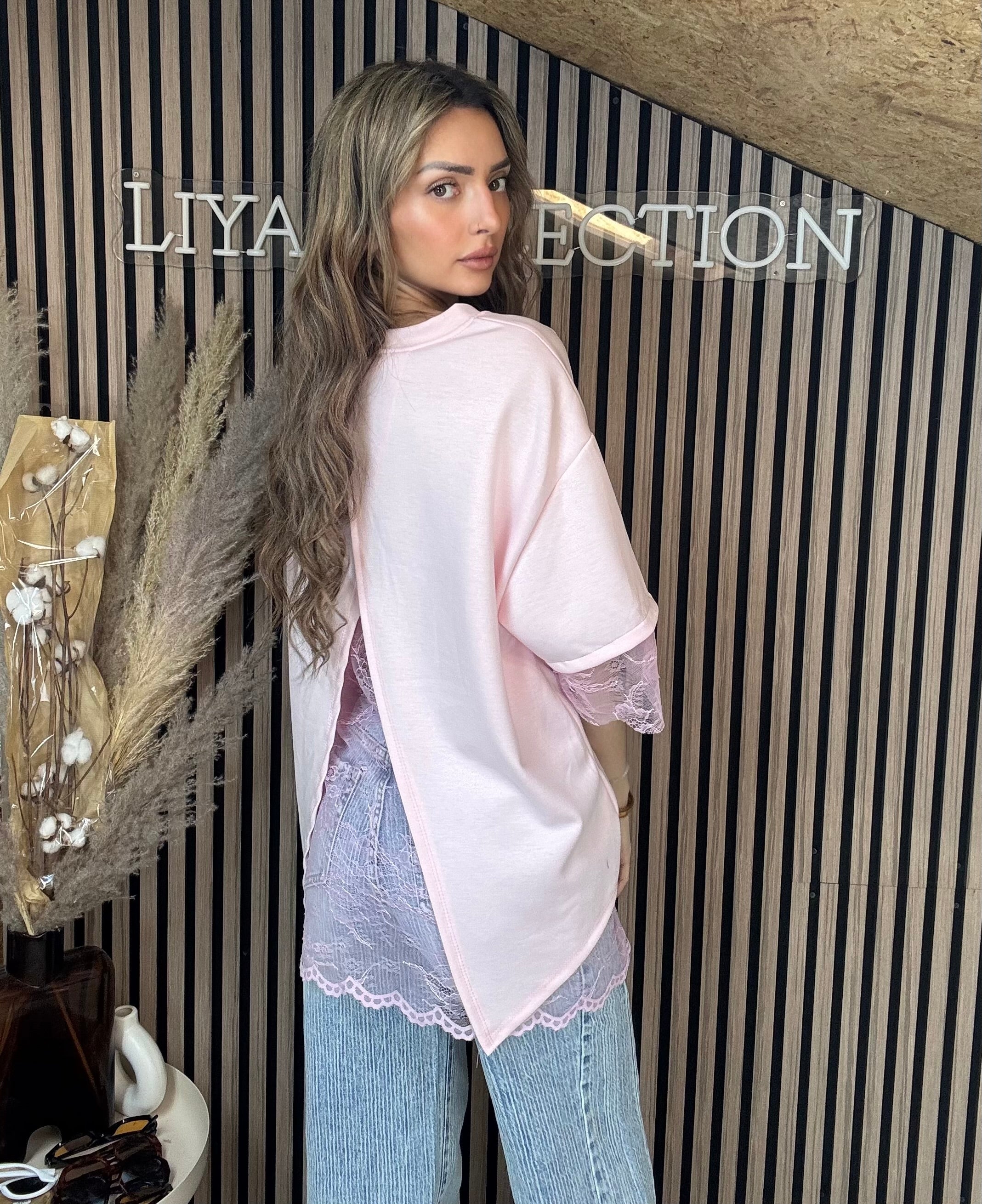 T-Shirt dentelle Rose