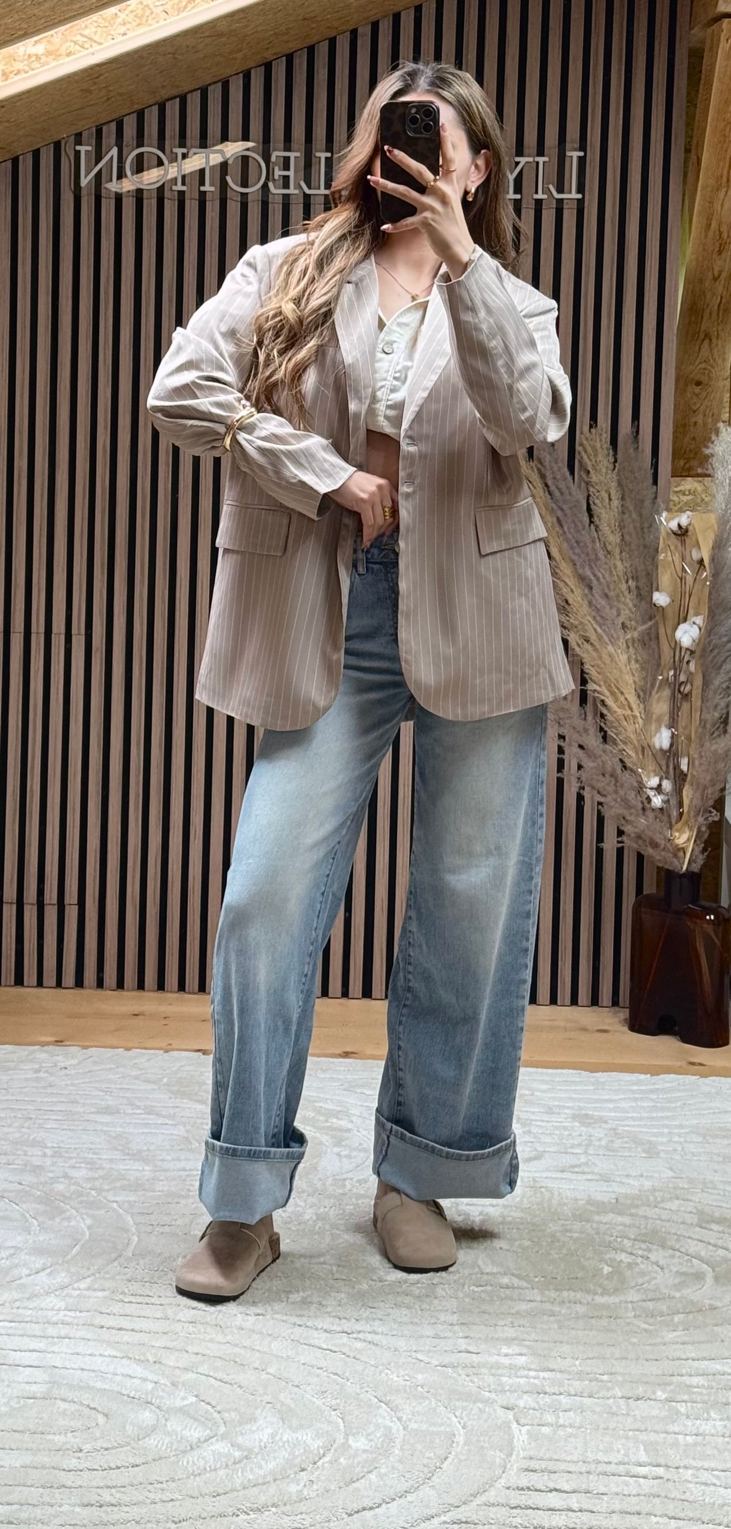 Blazer Nela Taupe Rayé