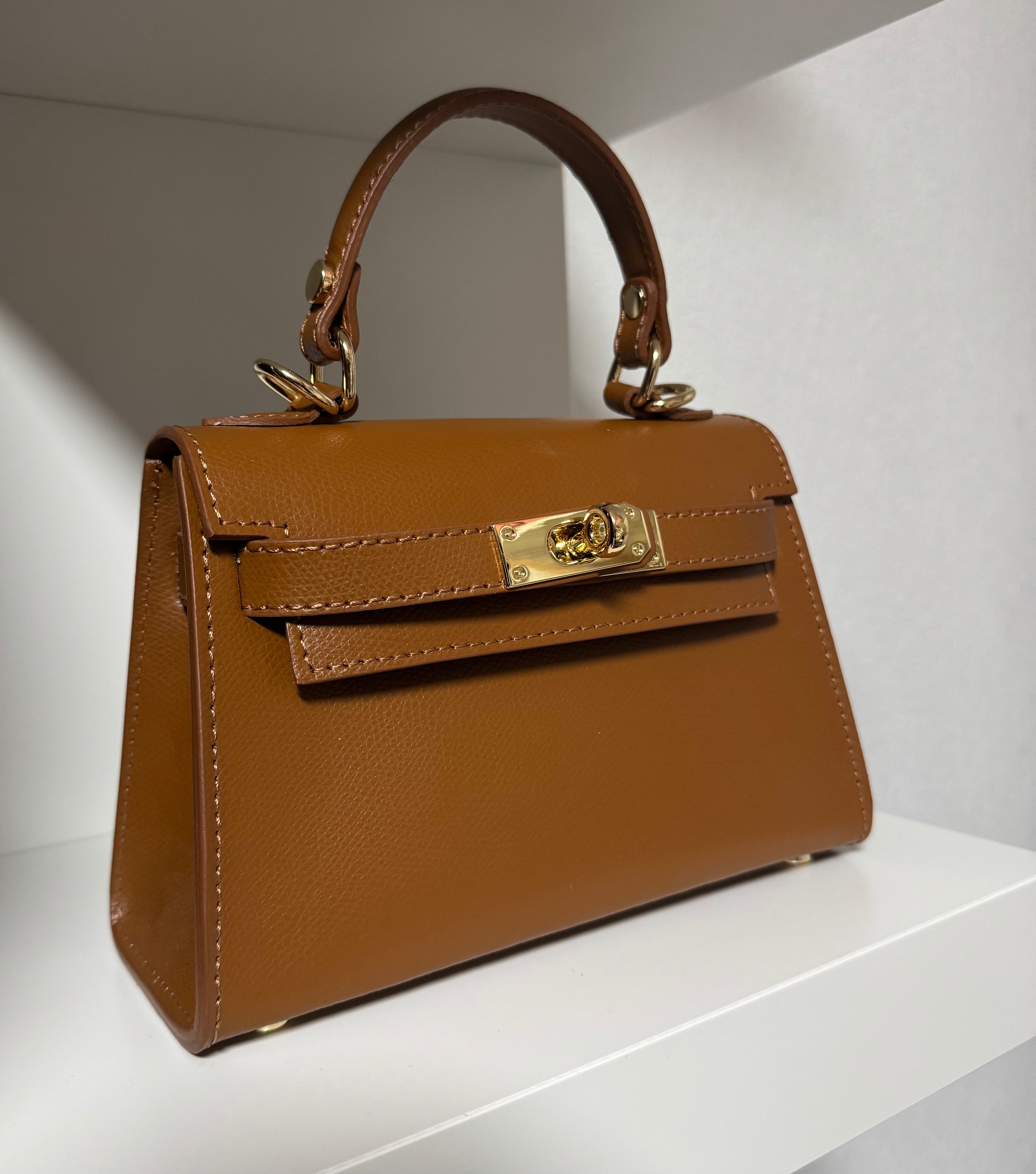 Sac inspi H Camel Grainé - 100% Cuir 🇮🇹