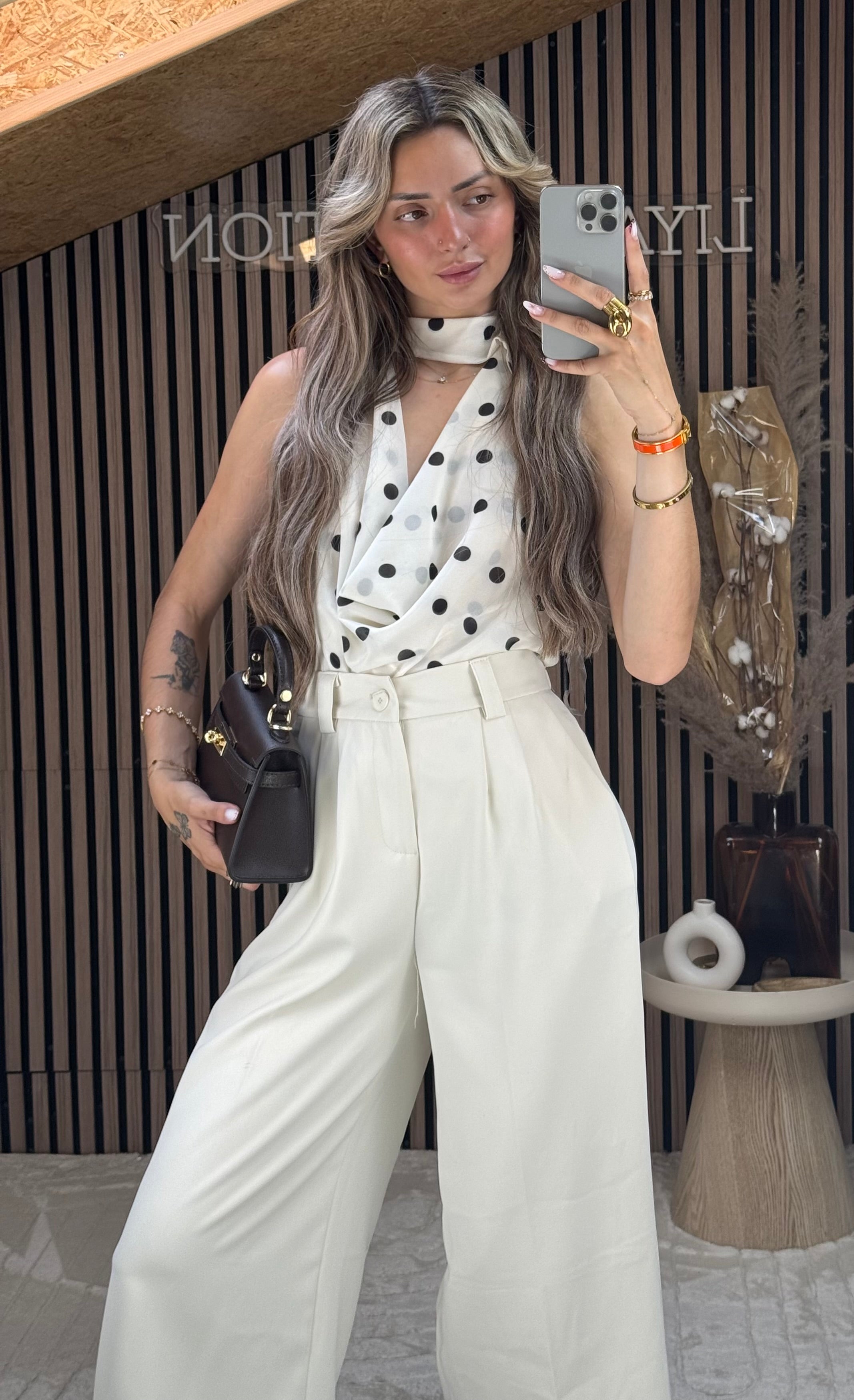 Top à pois Blanc
