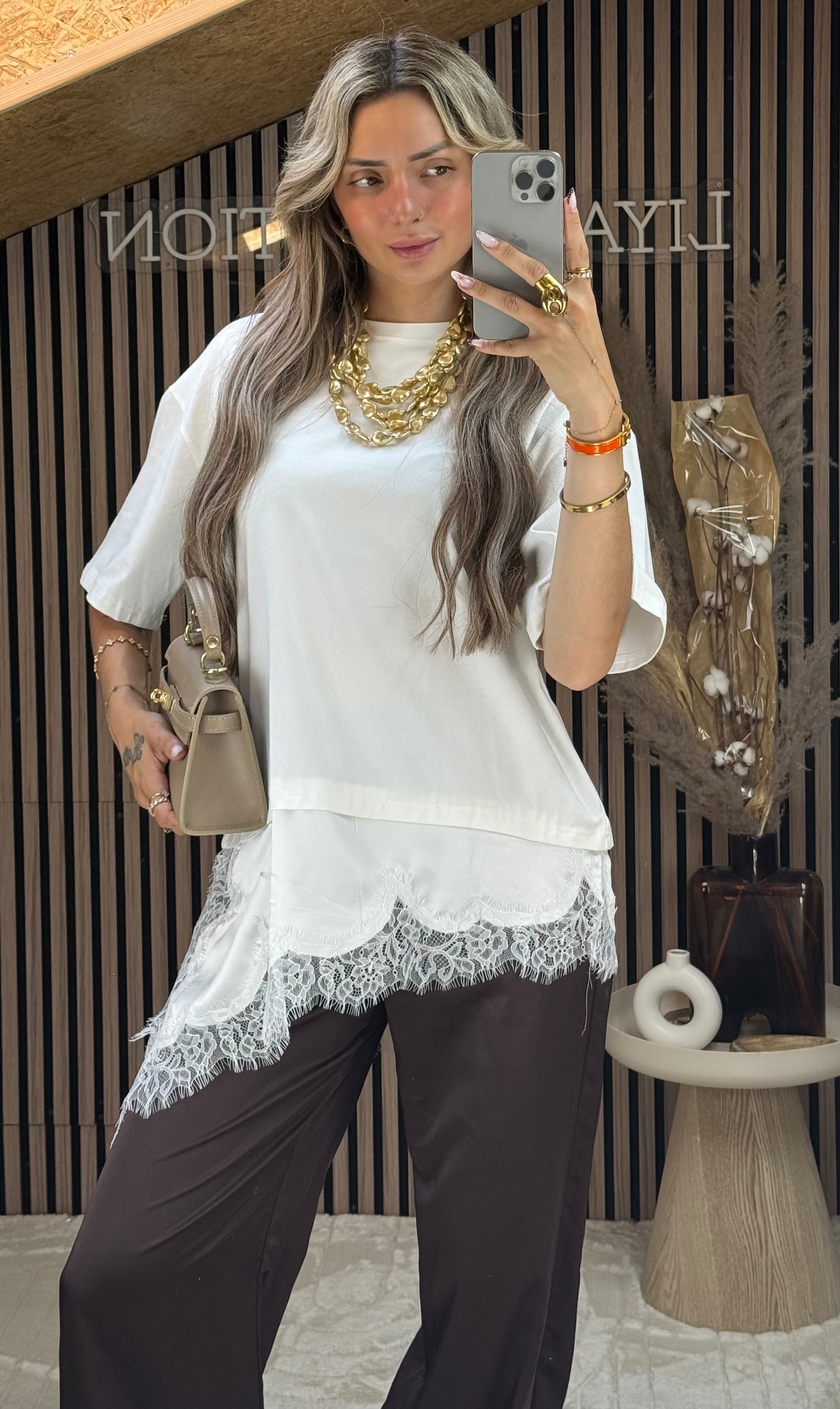 Collier multi pierre doré
