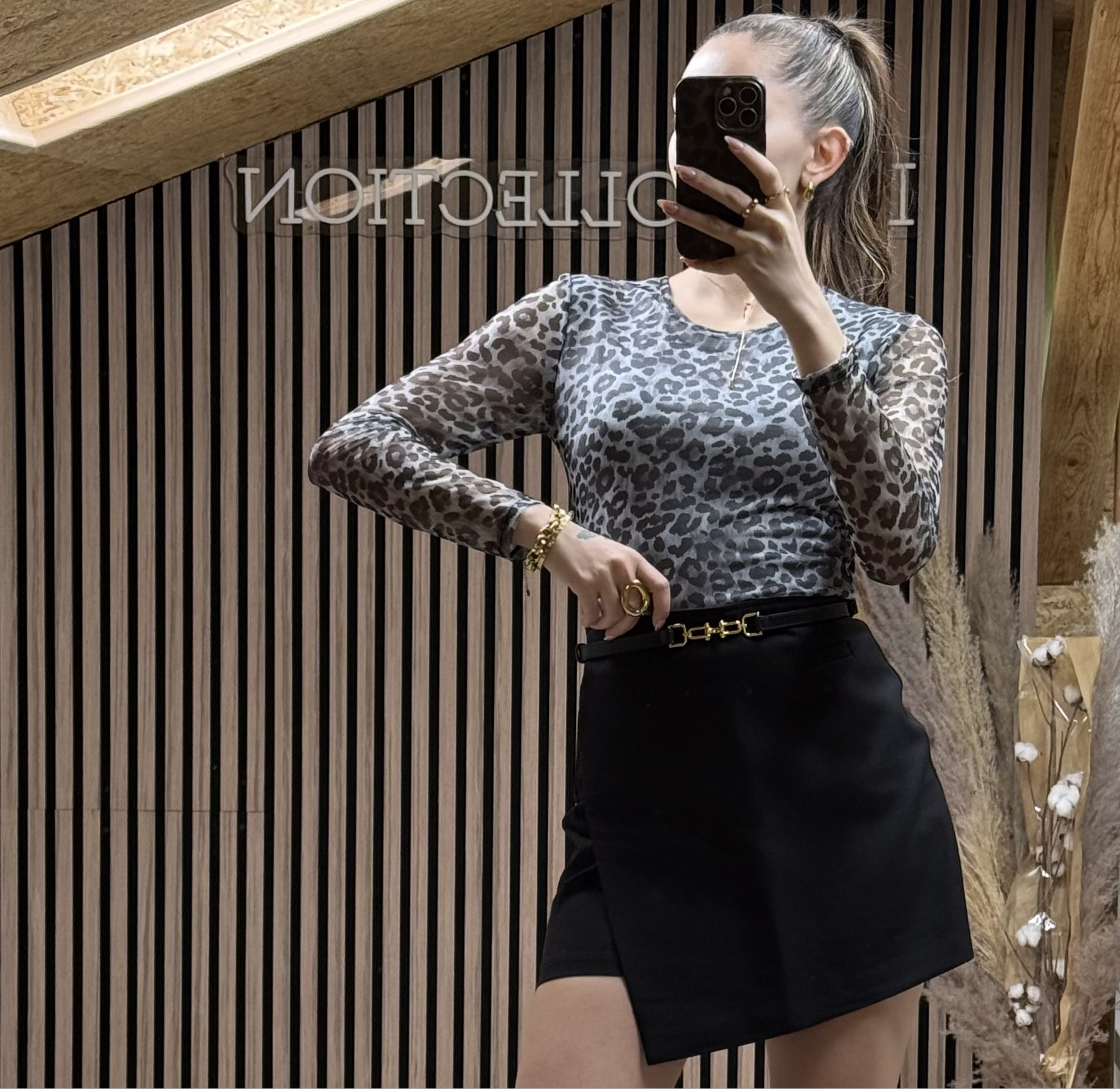 Top Sarah Léopard Gris