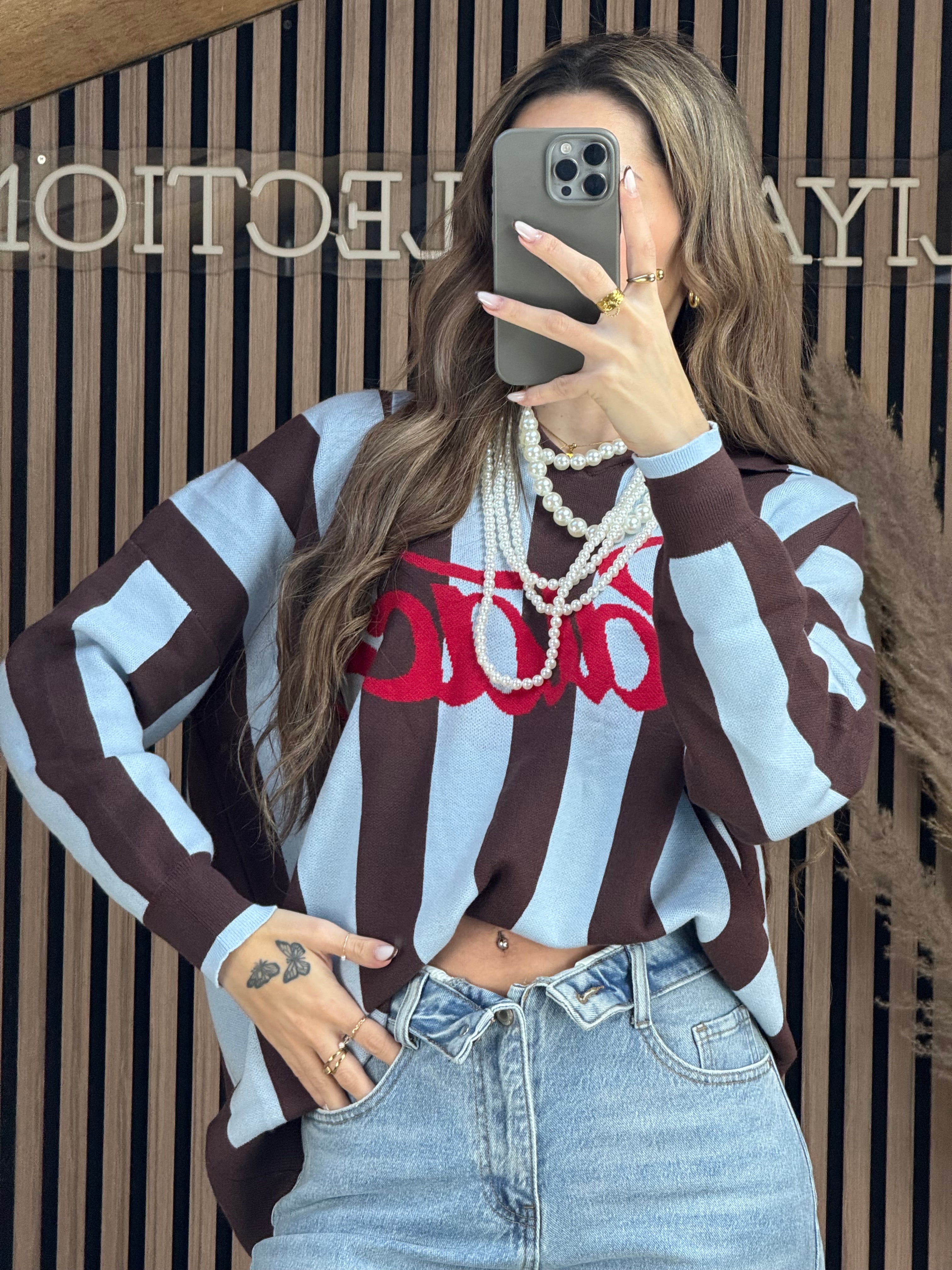 Pull palace bleu/Marron