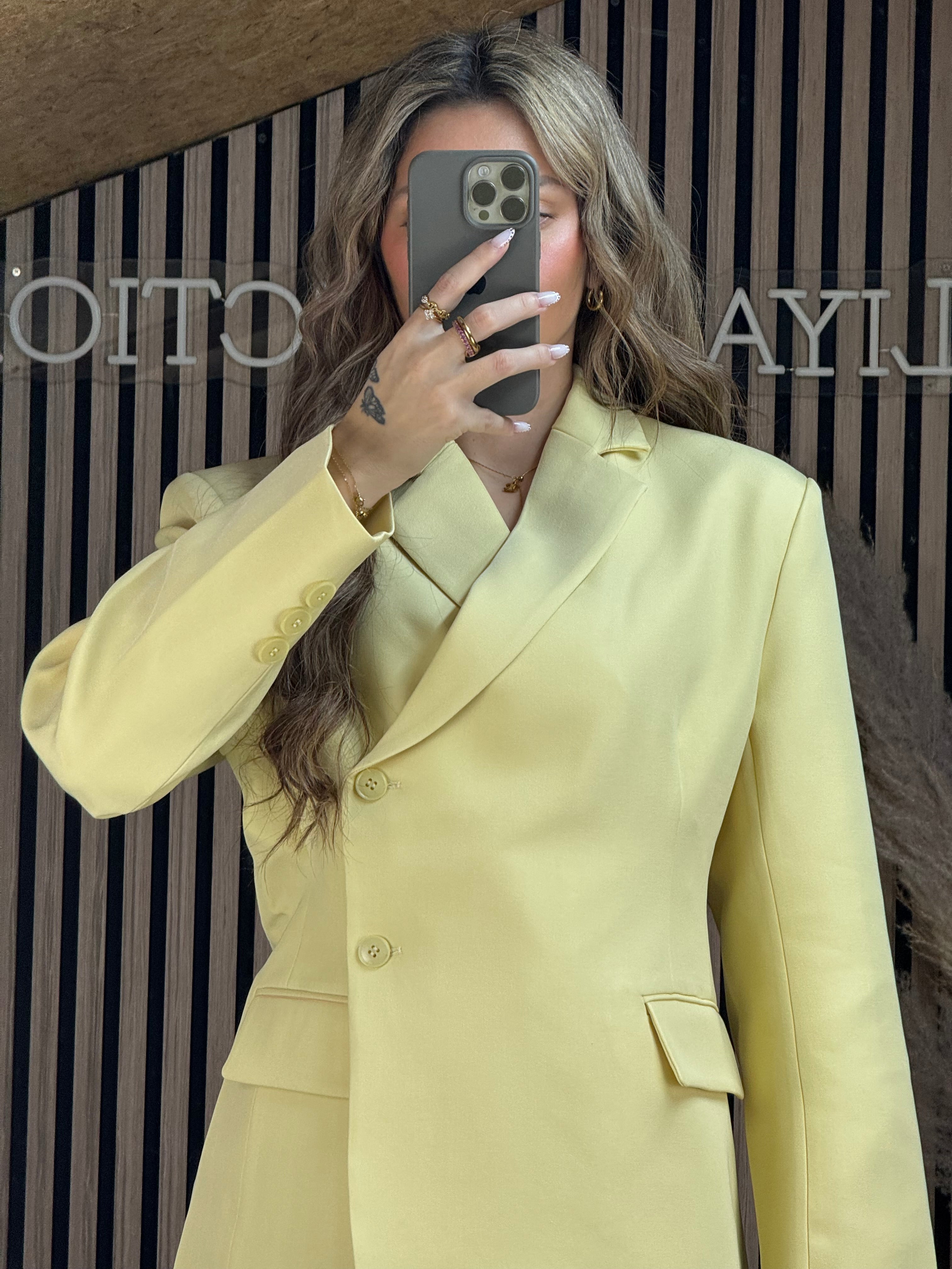 Blazer Asymétrique cintré jaune