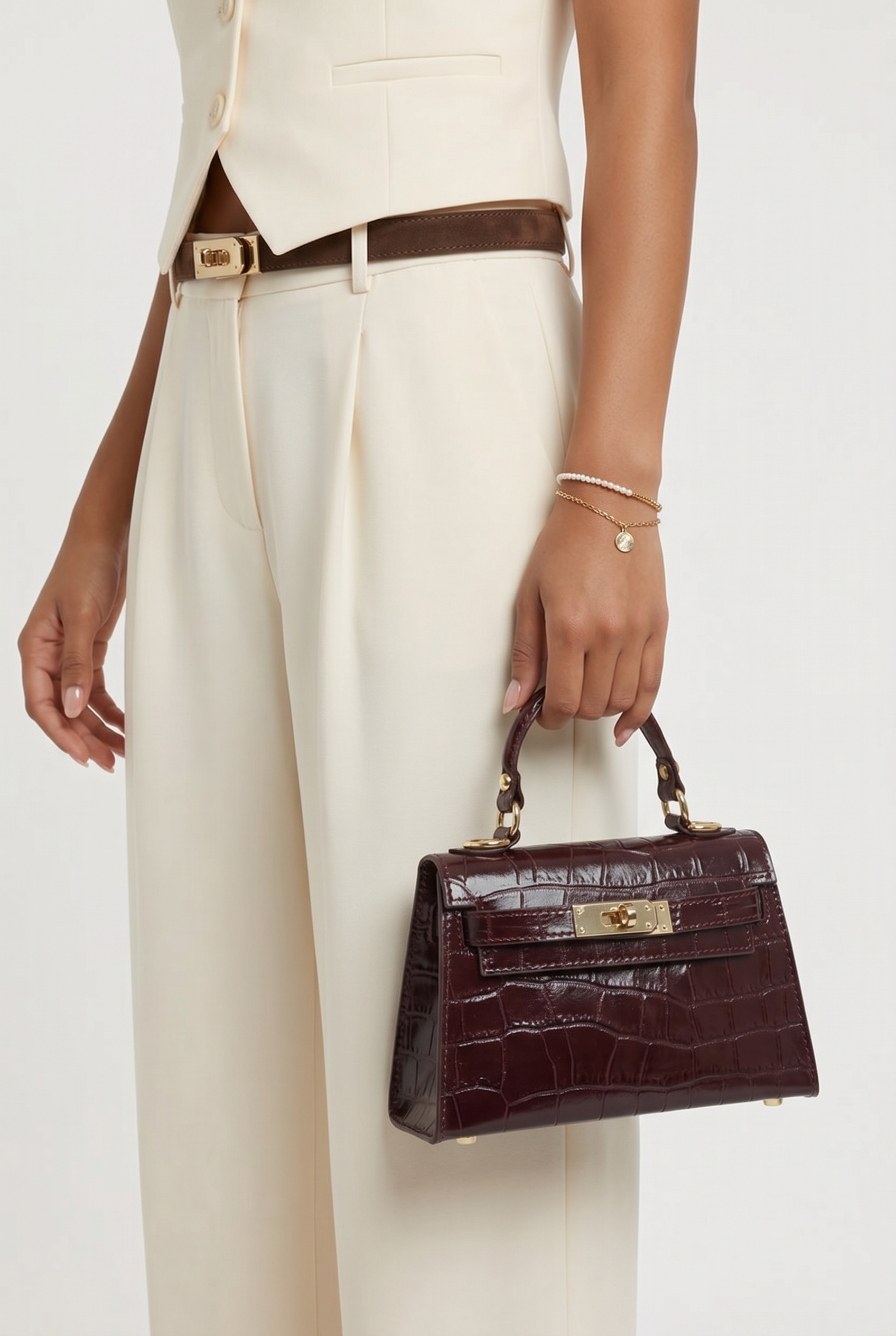 Sac inspi H Prune Croco Édition Limitée - 100% cuir 🇮🇹