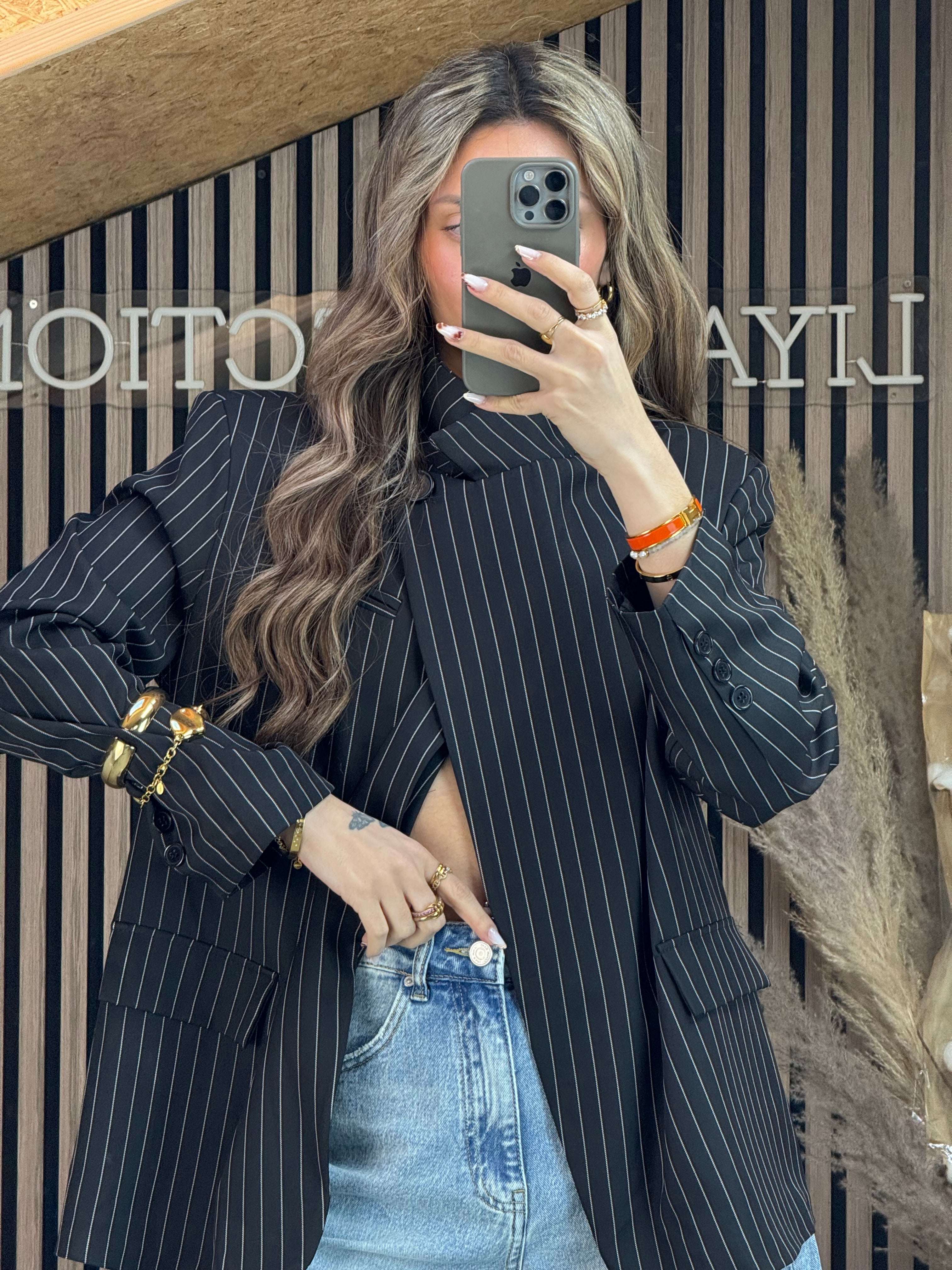 Blazer Ava col noir rayé