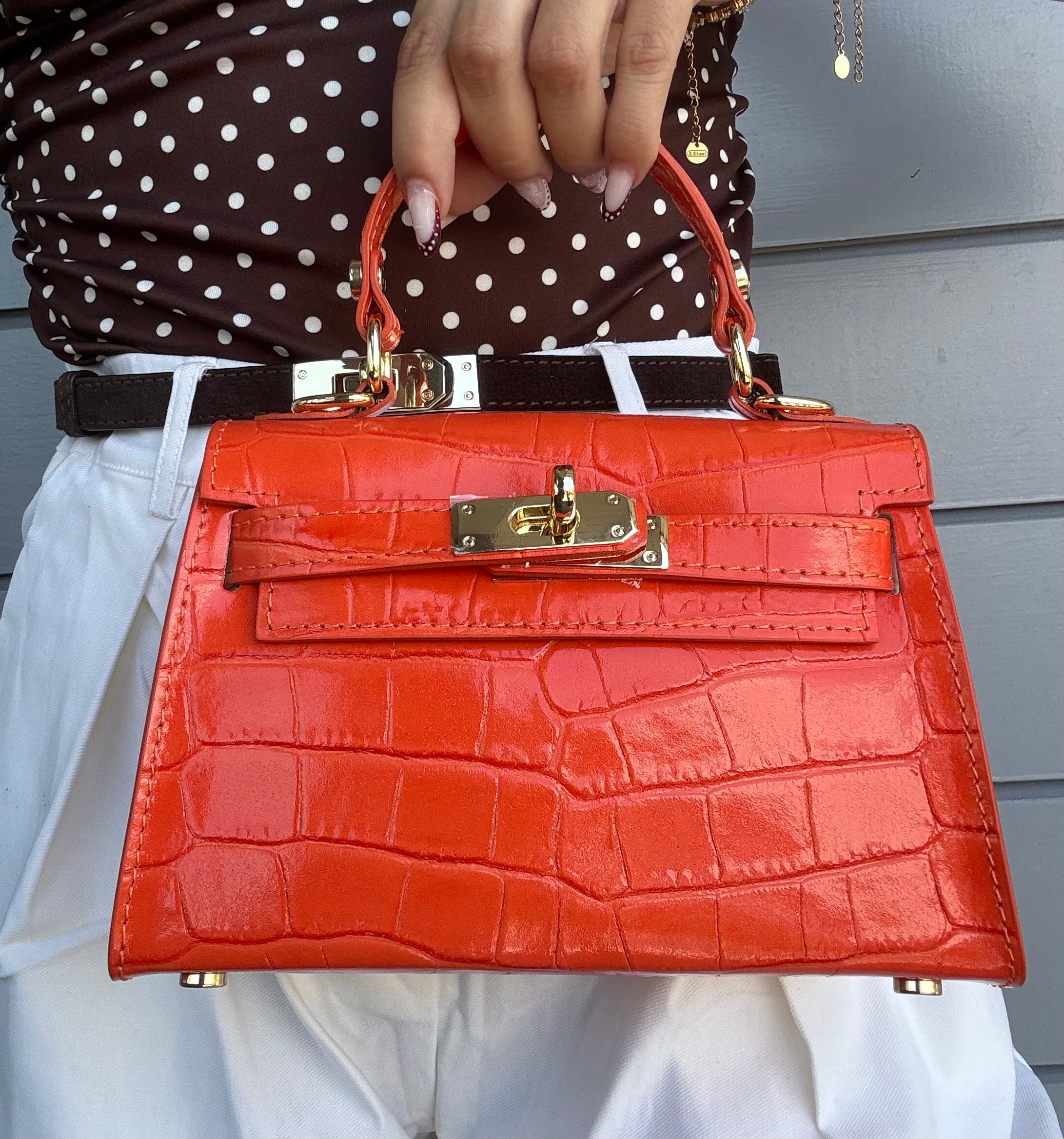 Sac inspi H Orange Croco Édition Limitée - 100% cuir 🇮🇹