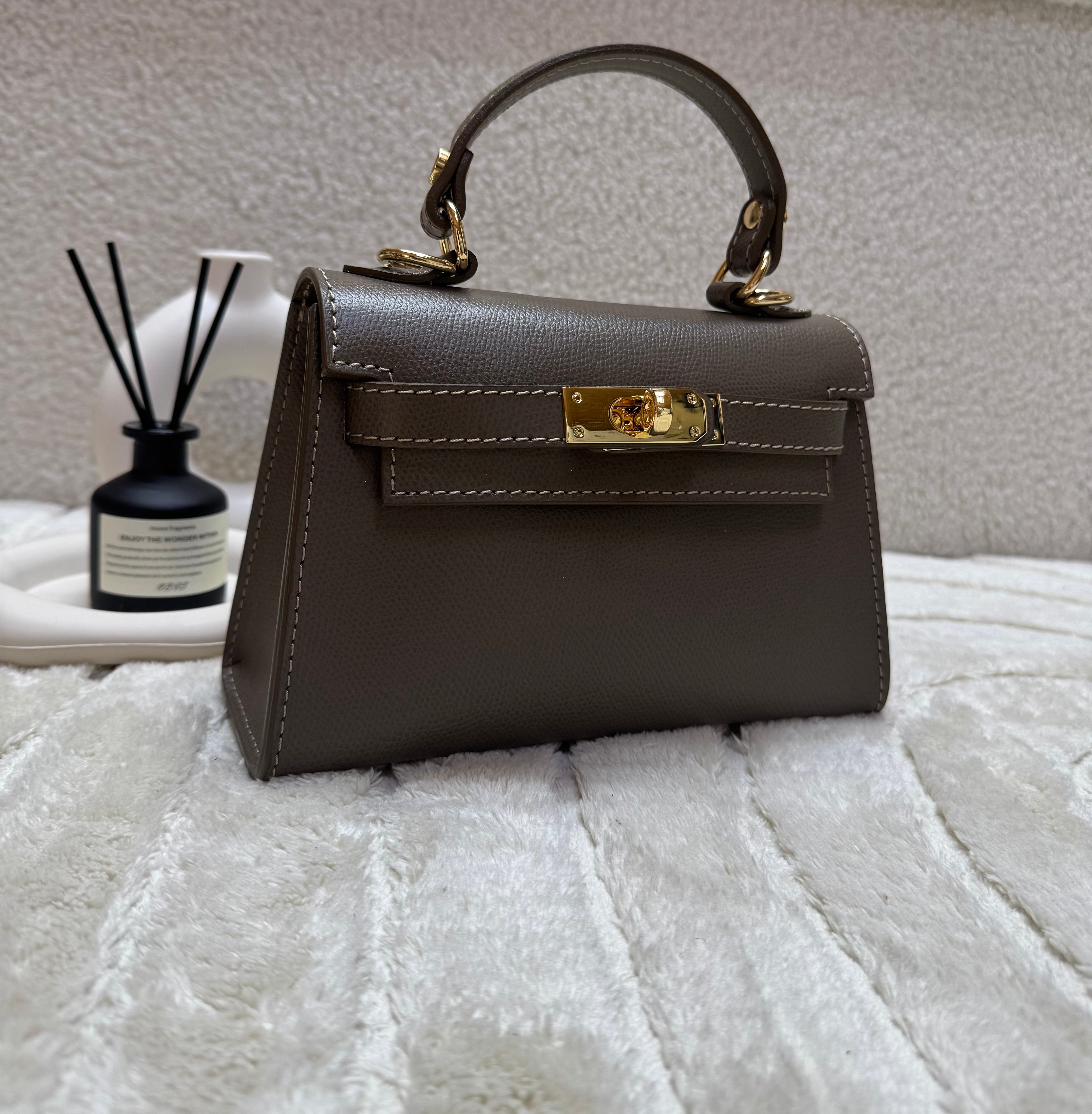 Sac inspi H Taupe Grainé - 100% Cuir 🇮🇹