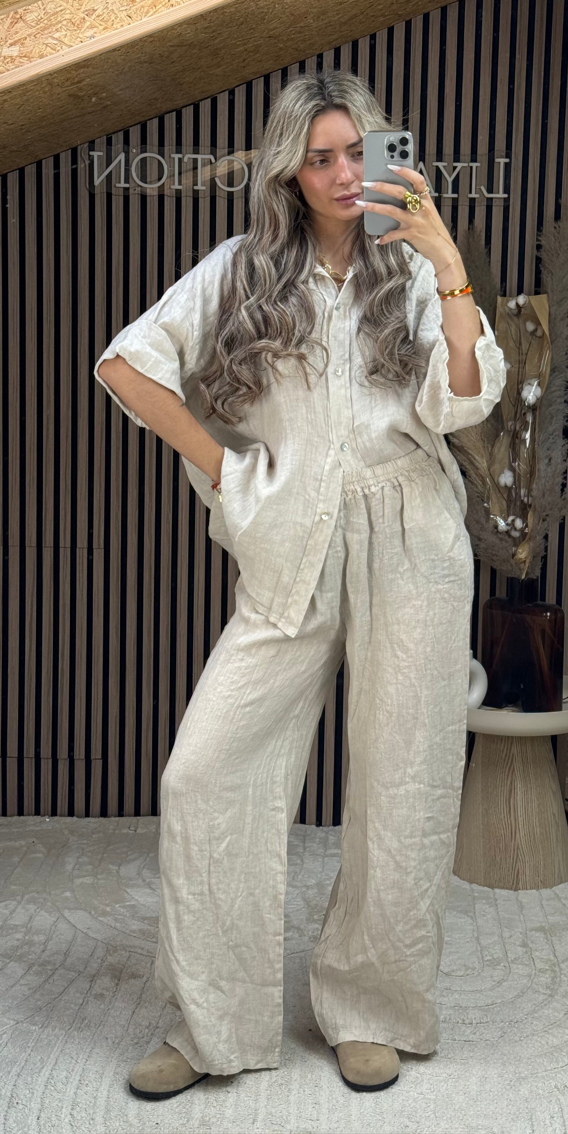 Ensemble en lin beige