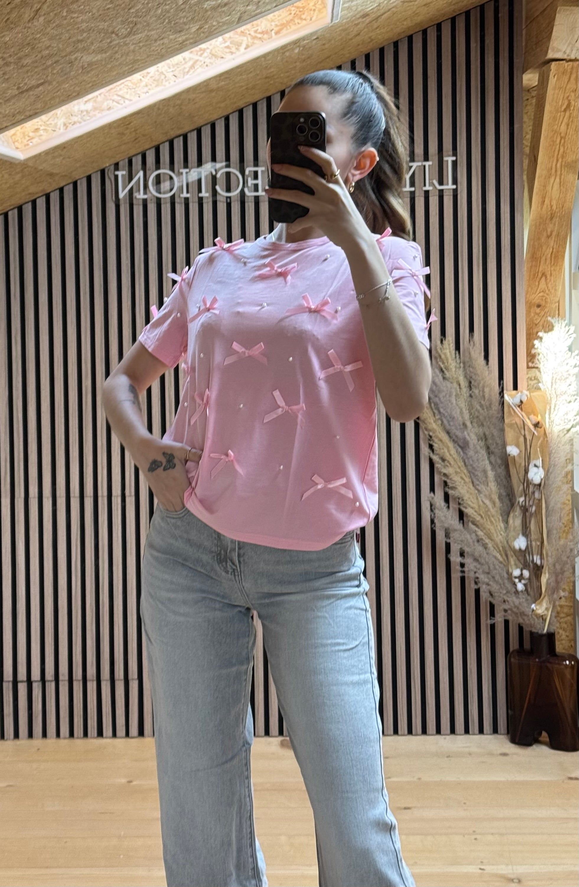 T-shirt Noeud Rose
