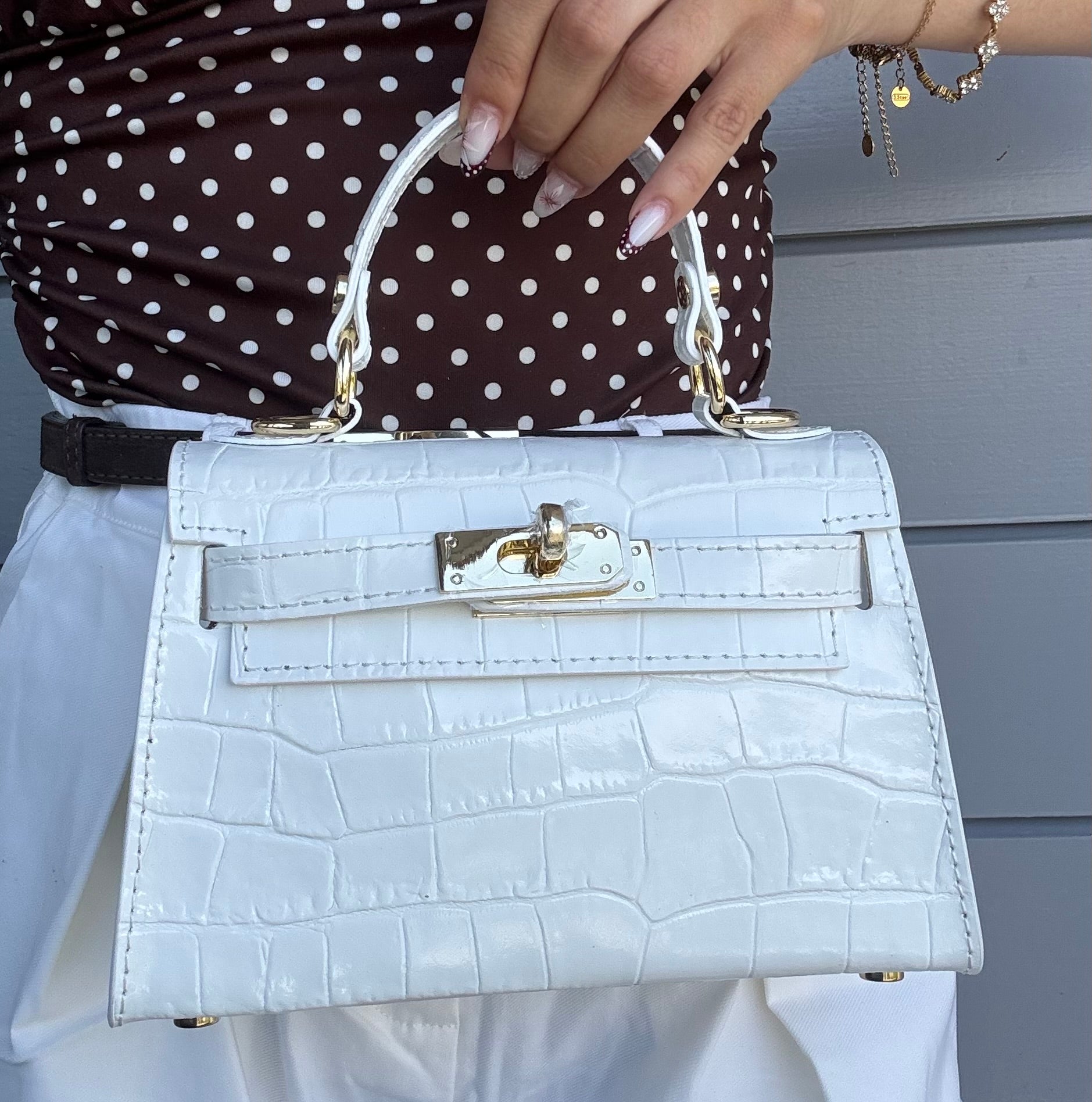 Sac inspi H Blanc Croco Édition Limitée - 100% cuir 🇮🇹