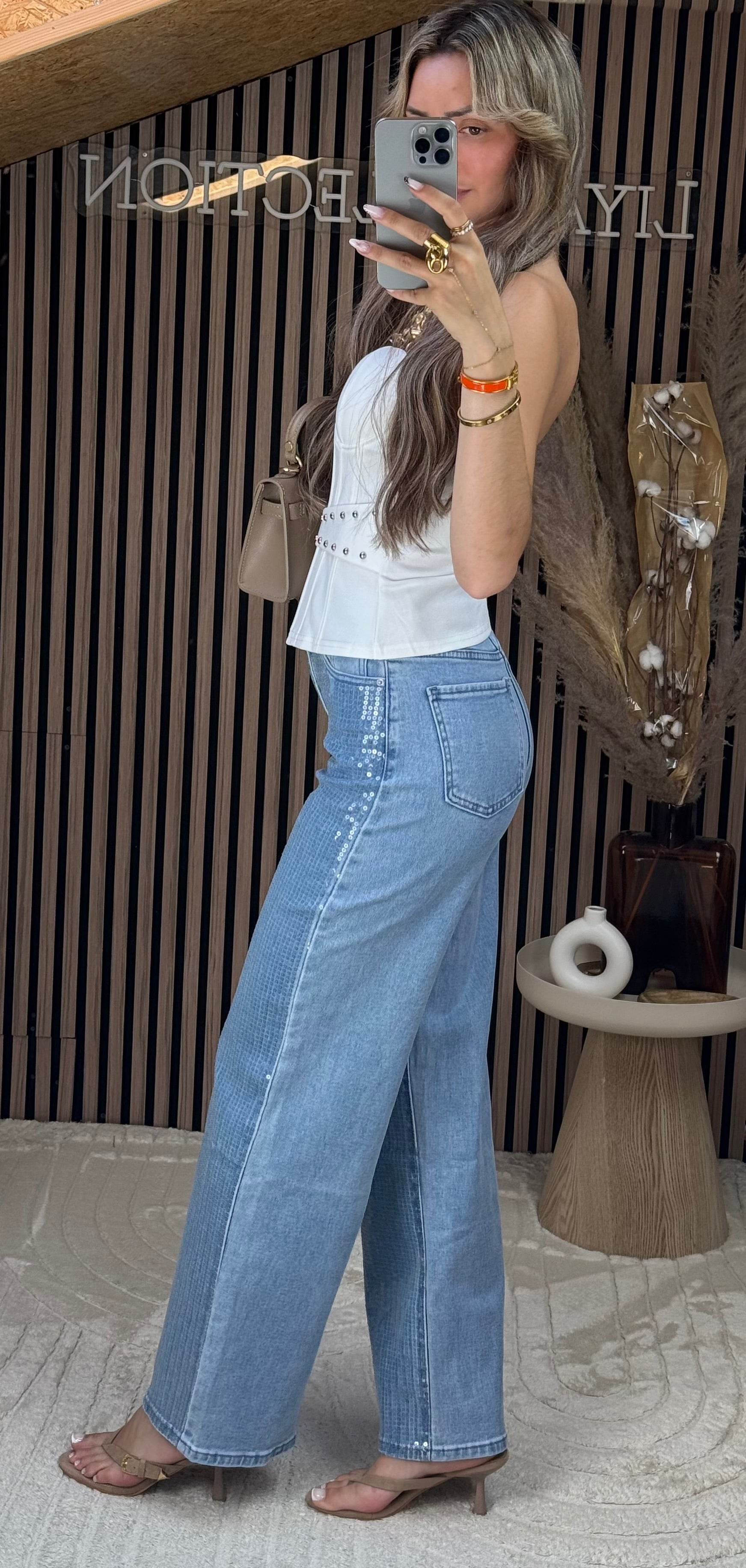 Jeans à sequin bleu