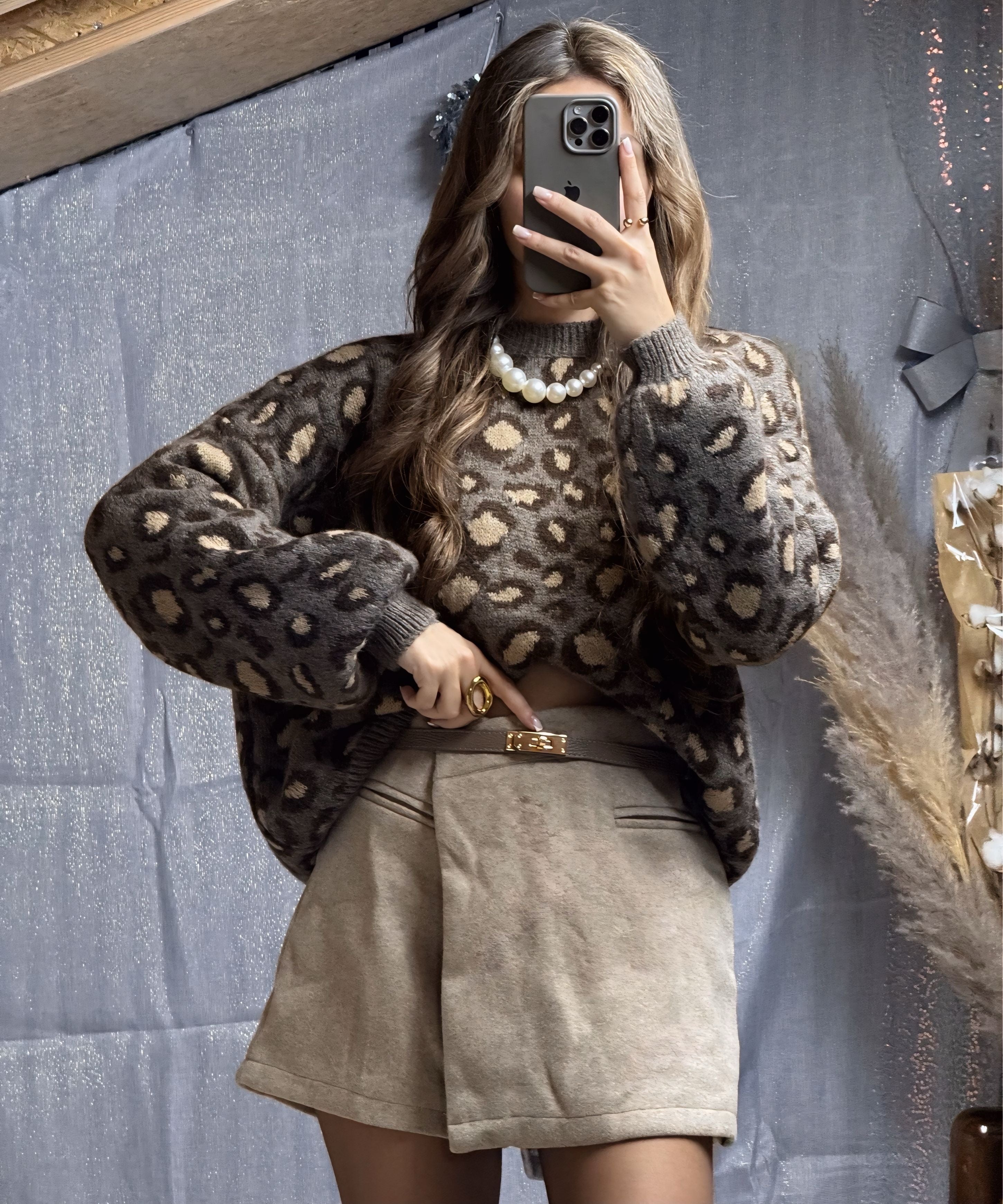 Pull Léopard taupe foncé