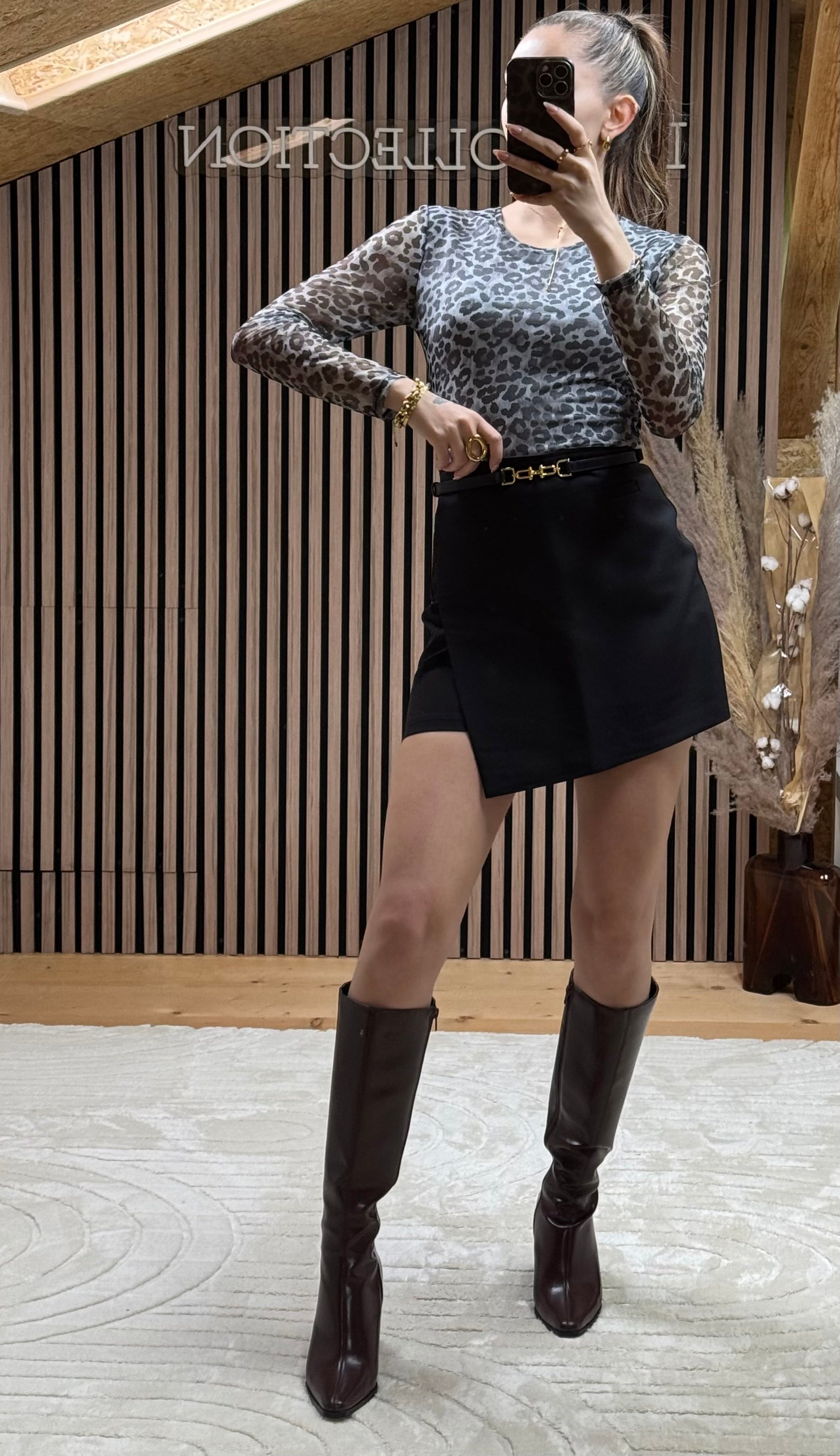 Top Sarah Léopard Gris
