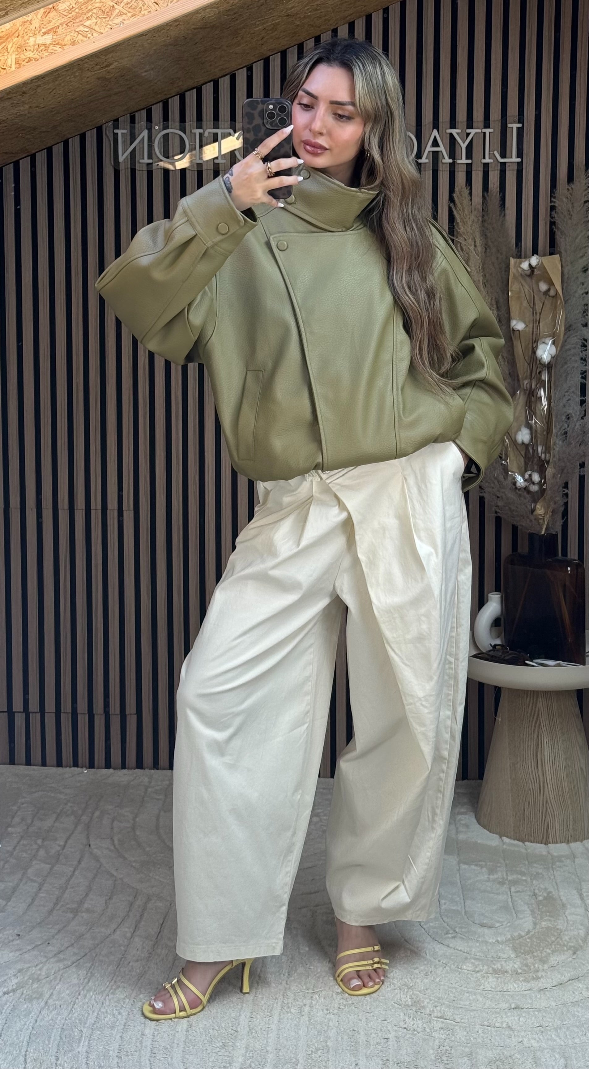 Blouson Motard Vert Sauje