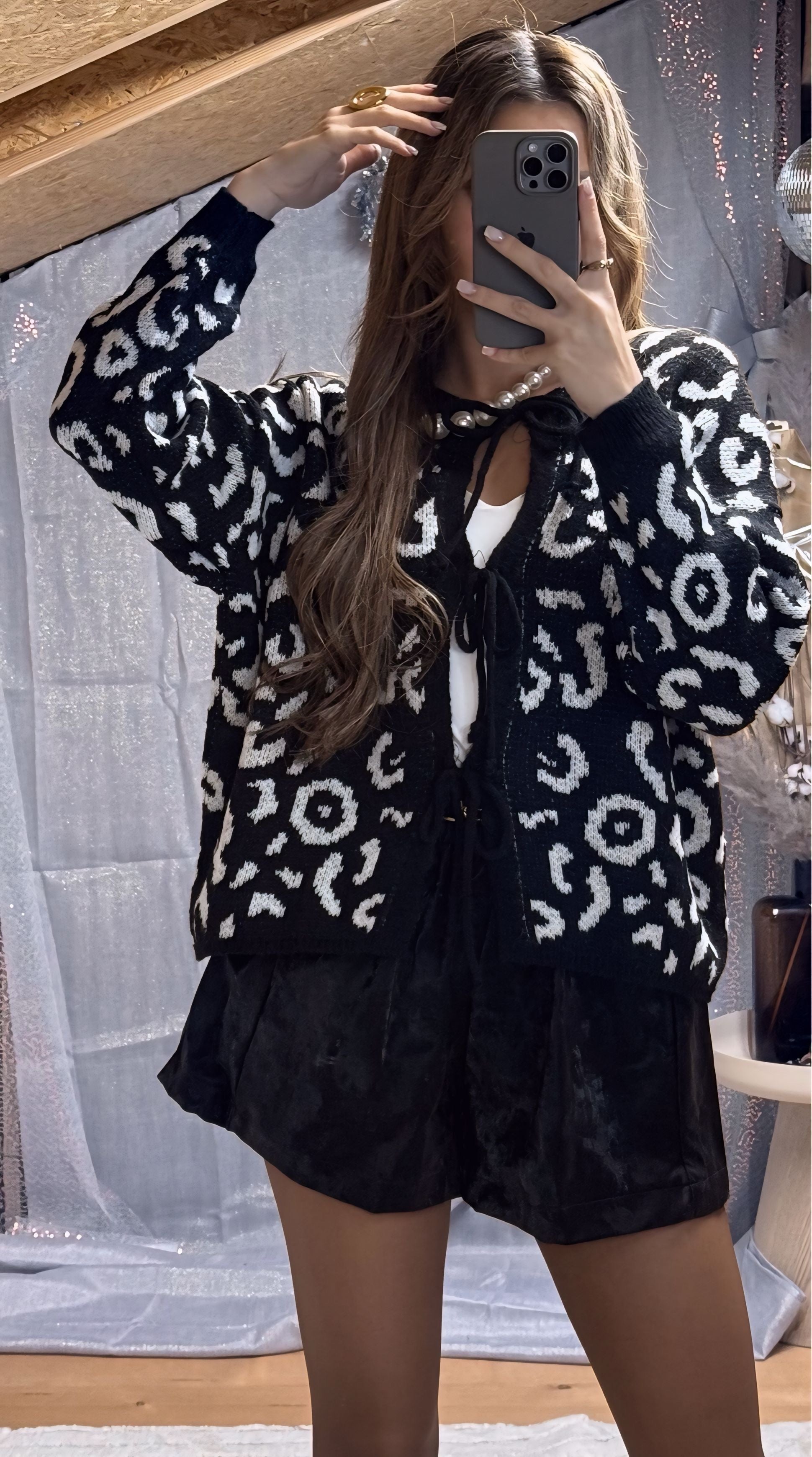 Gilet léopard Noir