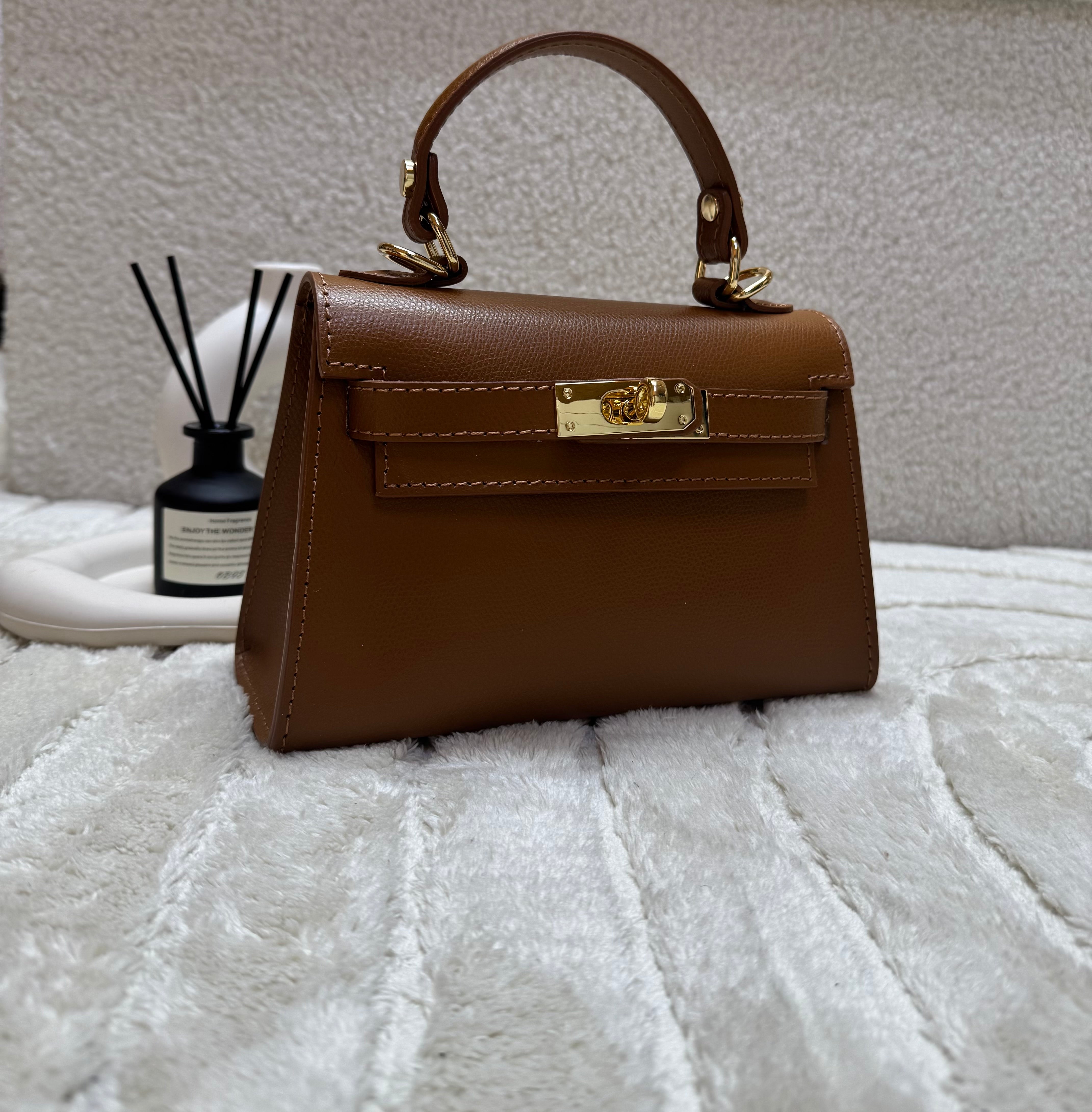 Sac inspi H Camel Grainé - 100% Cuir 🇮🇹