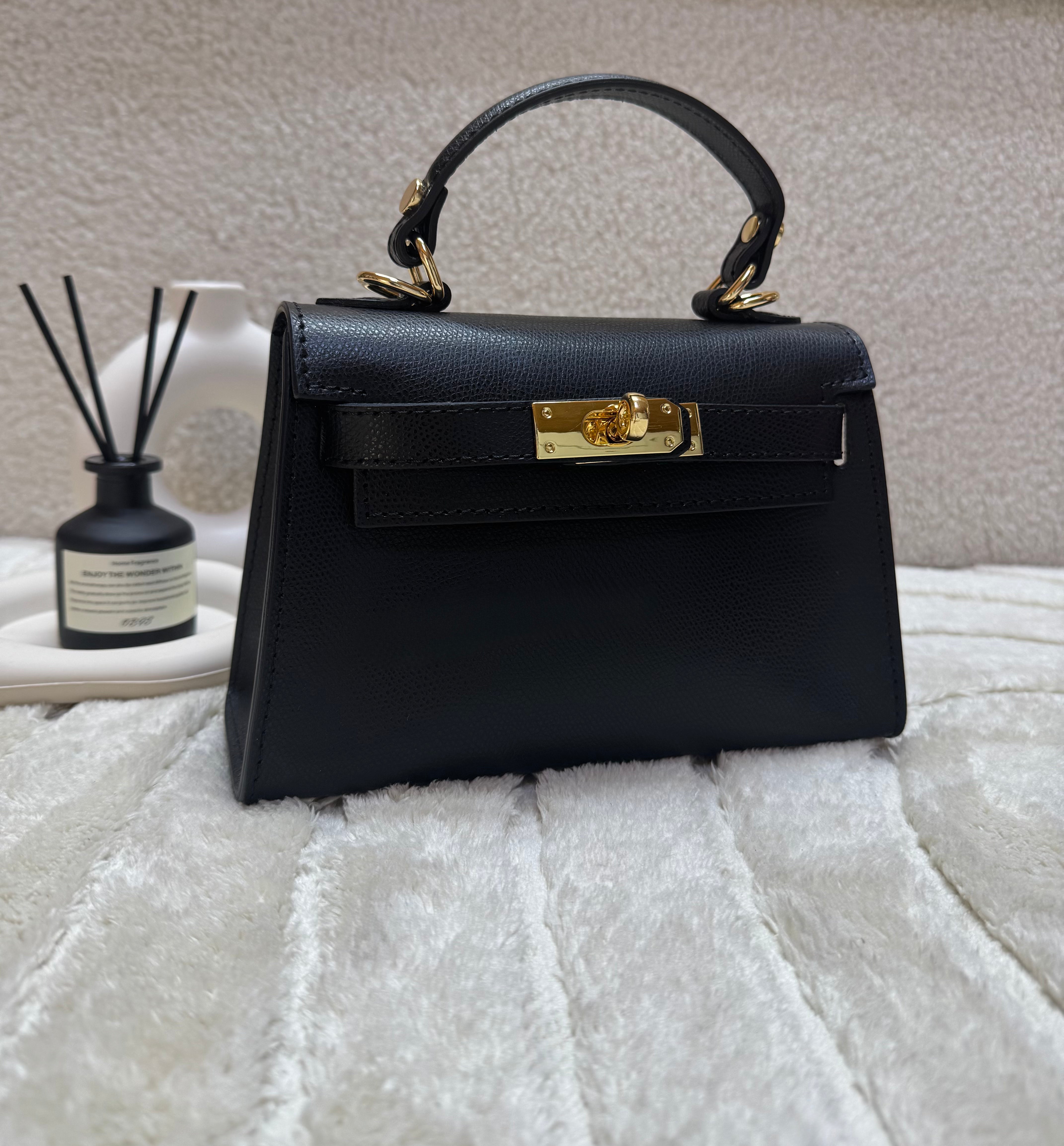 Sac inspi H Noir Grainé - 100% cuir 🇮🇹