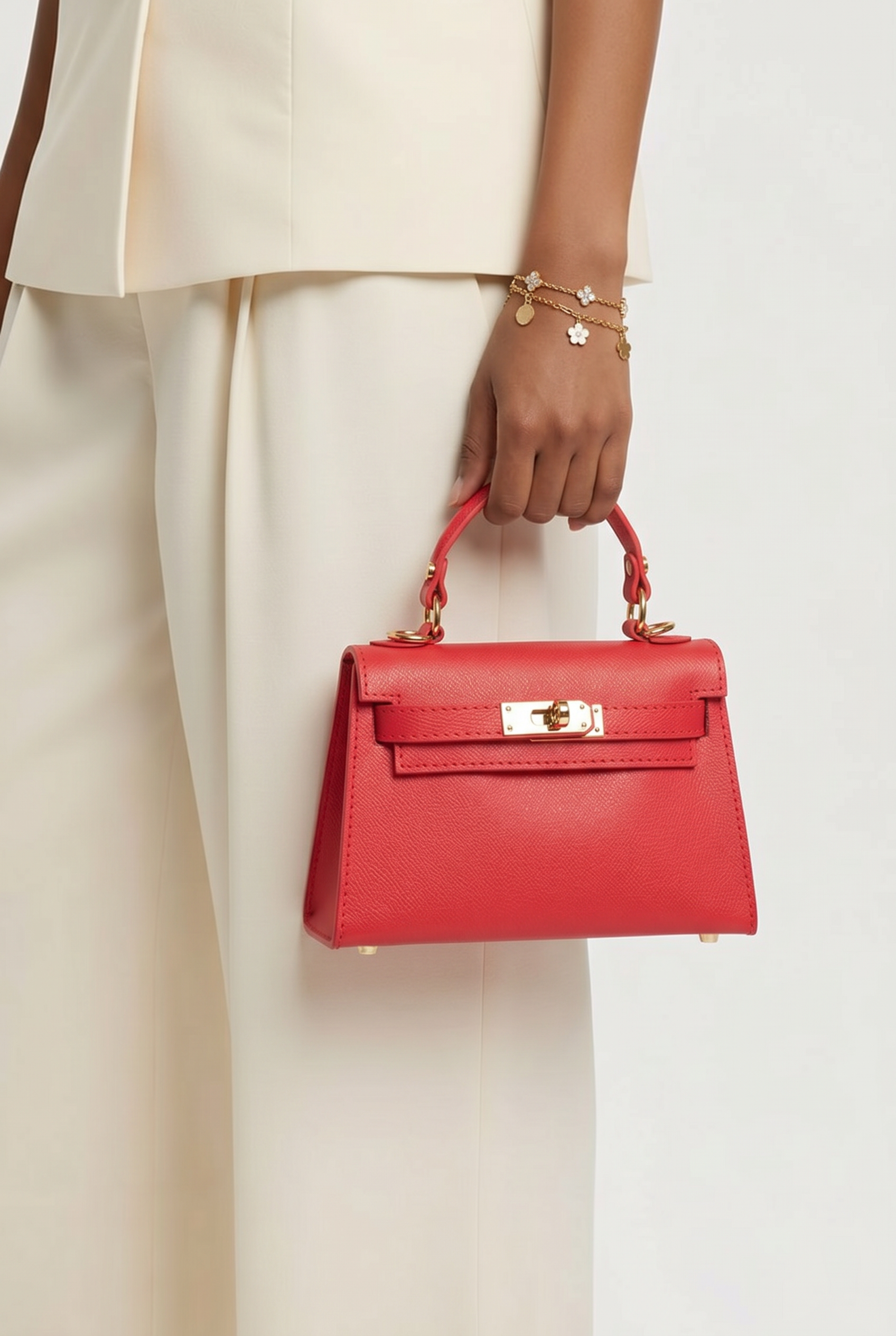 Sac inspi H Rouge Cherry - 100% cuir 🇮🇹