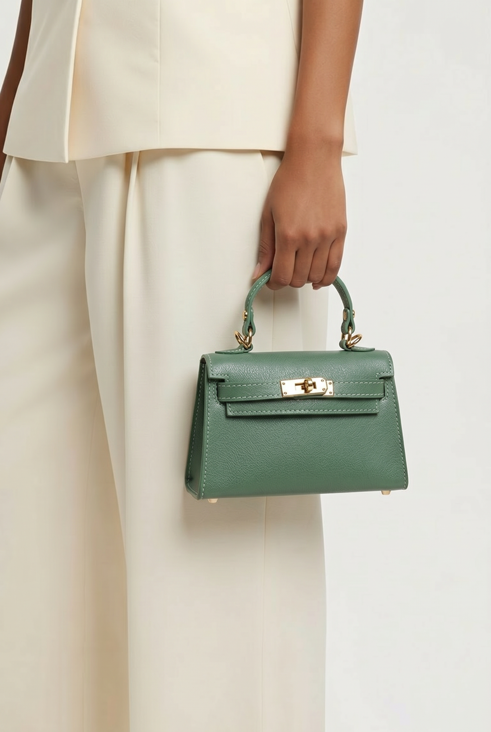 Sac inspi H Menthe Grainé - 100% Cuir 🇮🇹