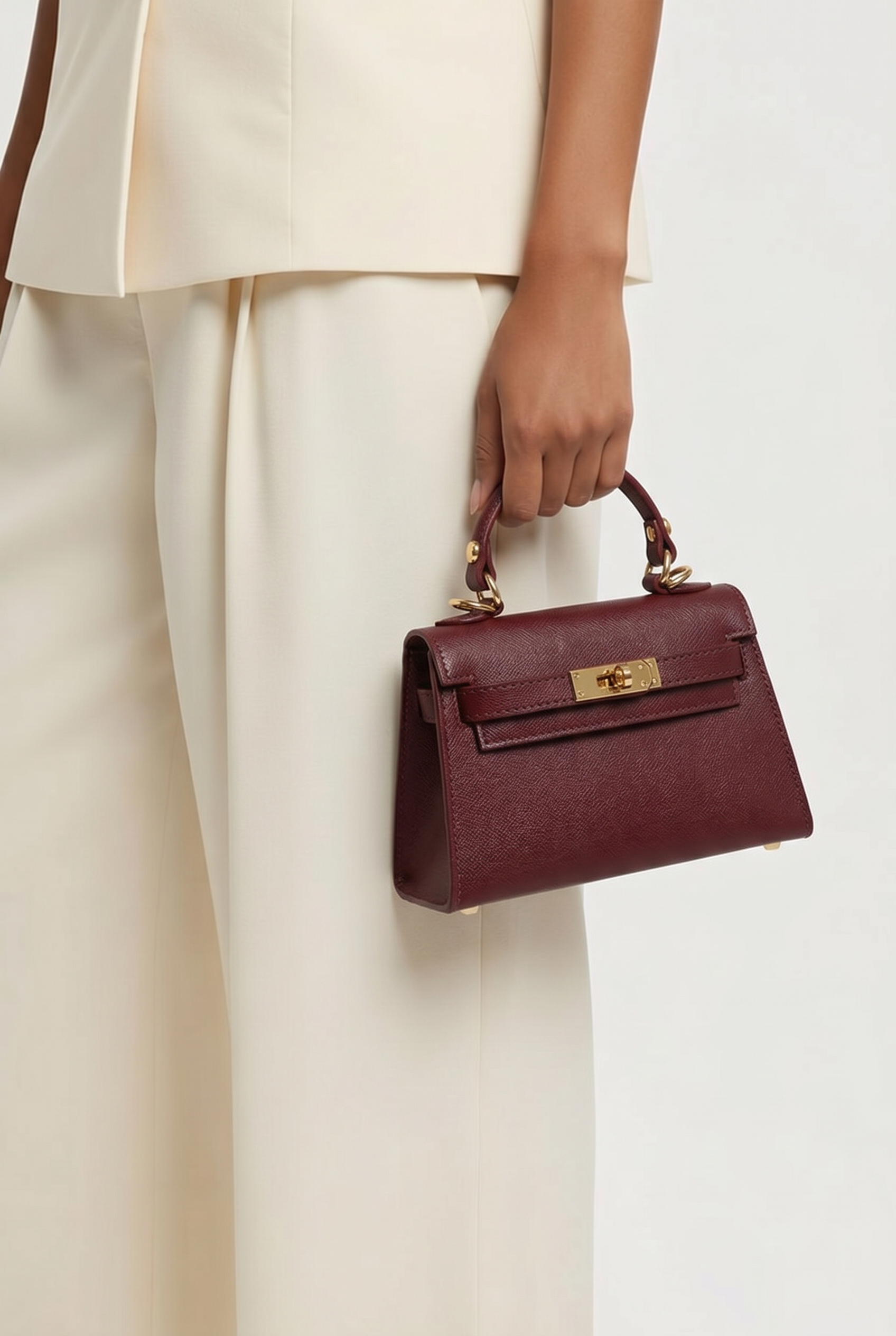Sac inspi H Bordeaux Grainé - 100% Cuir 🇮🇹