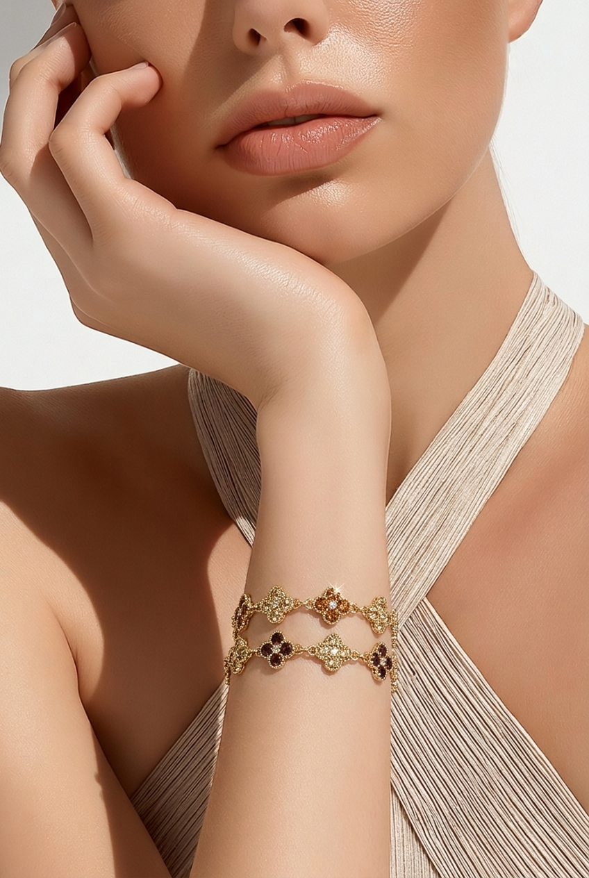 Bracelet diamant fleur caramel