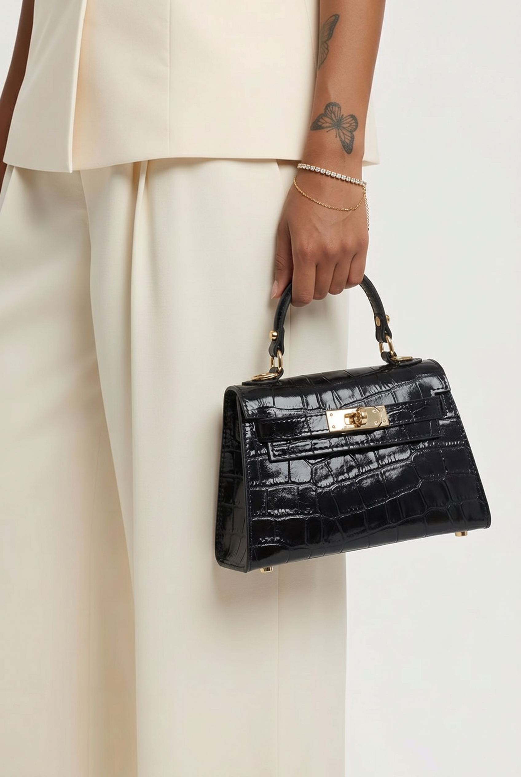 Sac inspi H Noir Croco Édition Limitée   - 100% cuir 🇮🇹