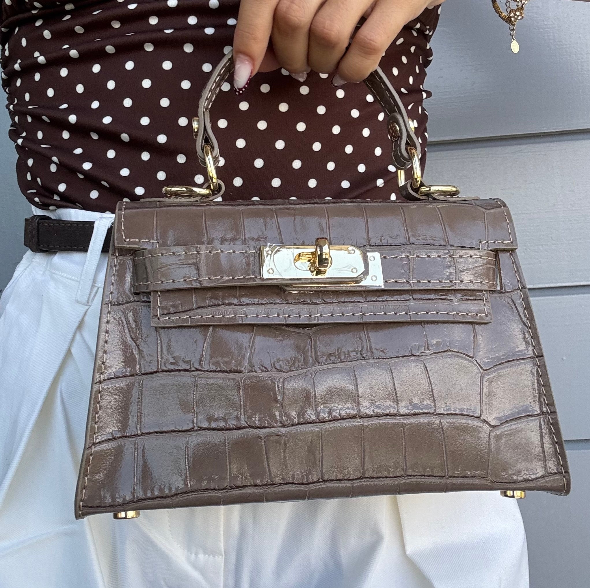 Sac inspi H Taupe Croco Édition Limitée   - 100% cuir 🇮🇹