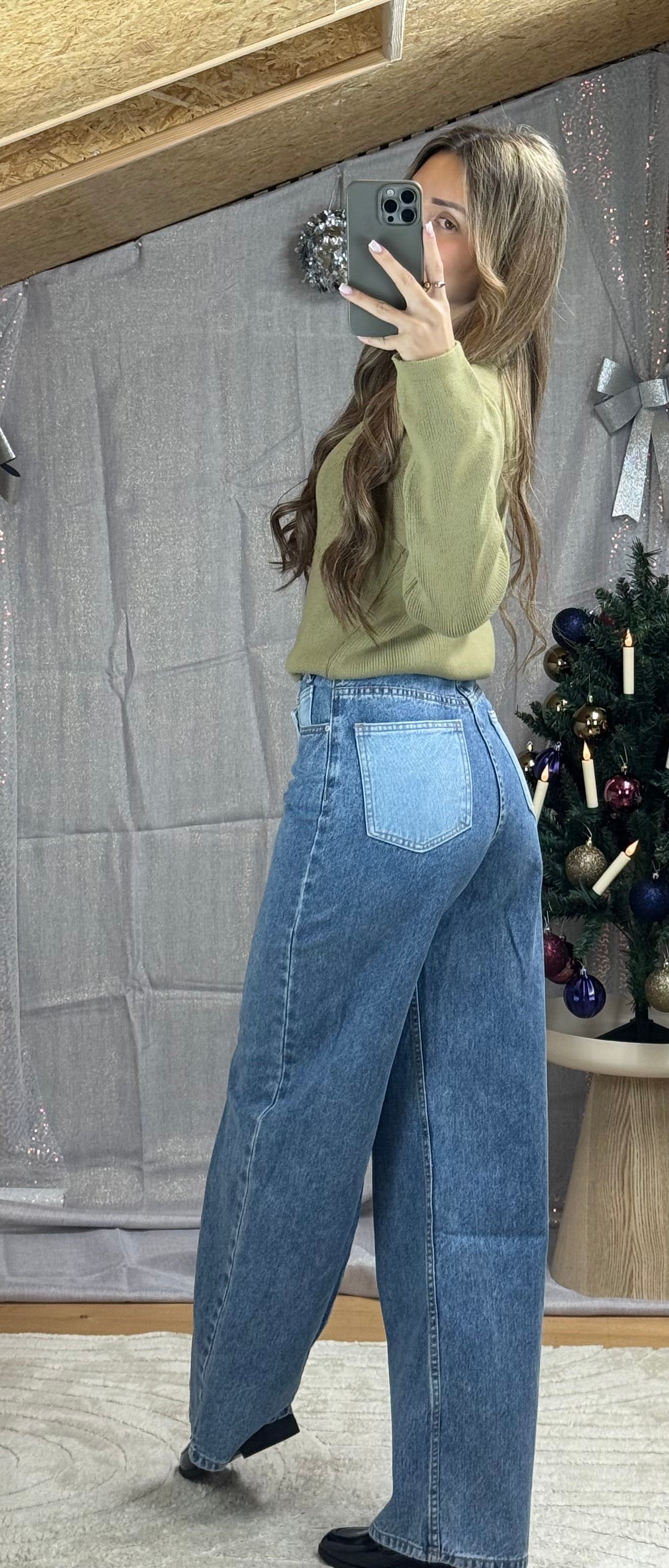 Jeans Asymétrique Duo Bleu